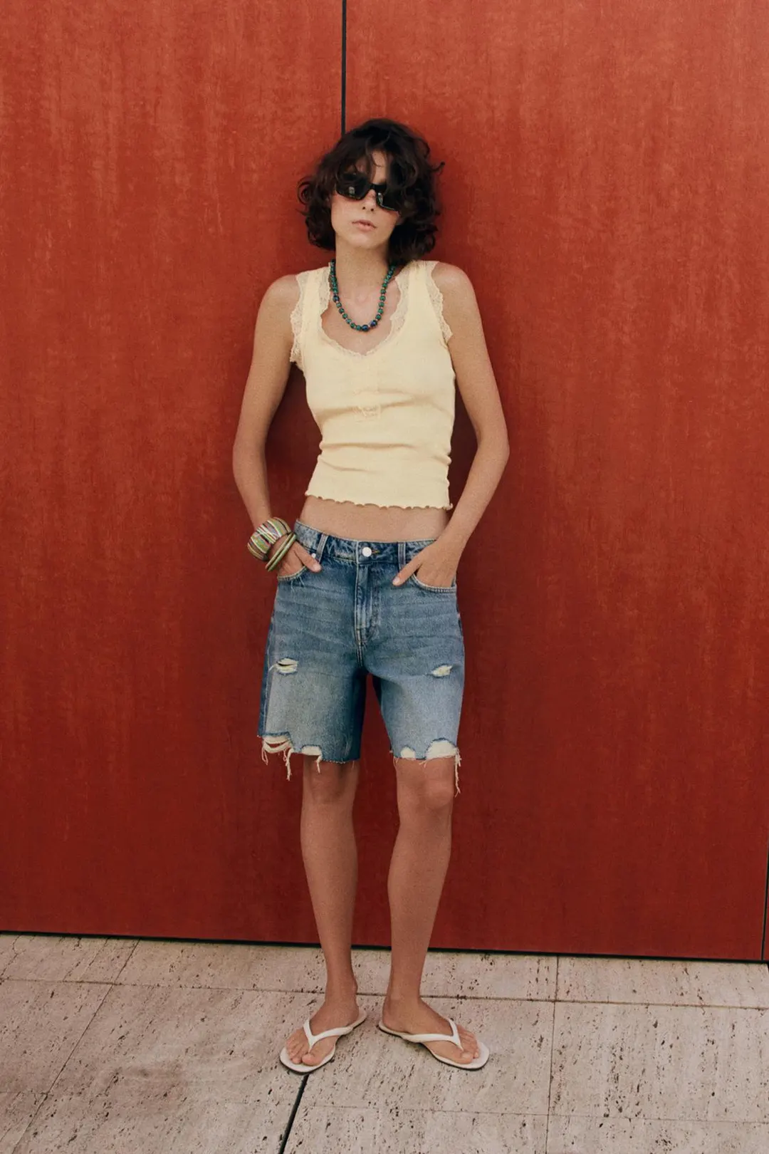Джинсовые бермуды Z1975 с разрывами, Zara