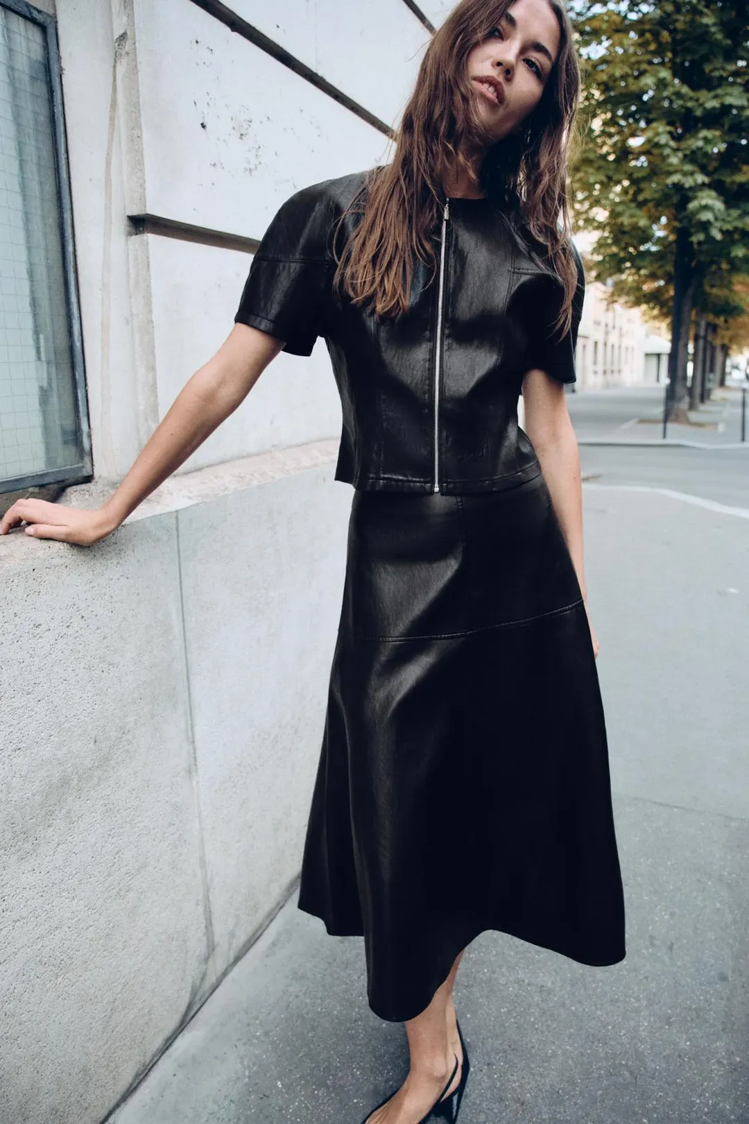 Юбка миди под кожу, Zara