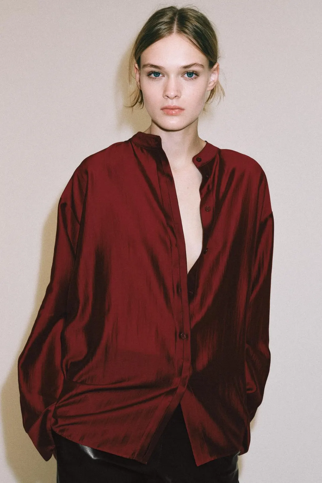 Рубашка с воротником-стойкой ZW Collection, Zara