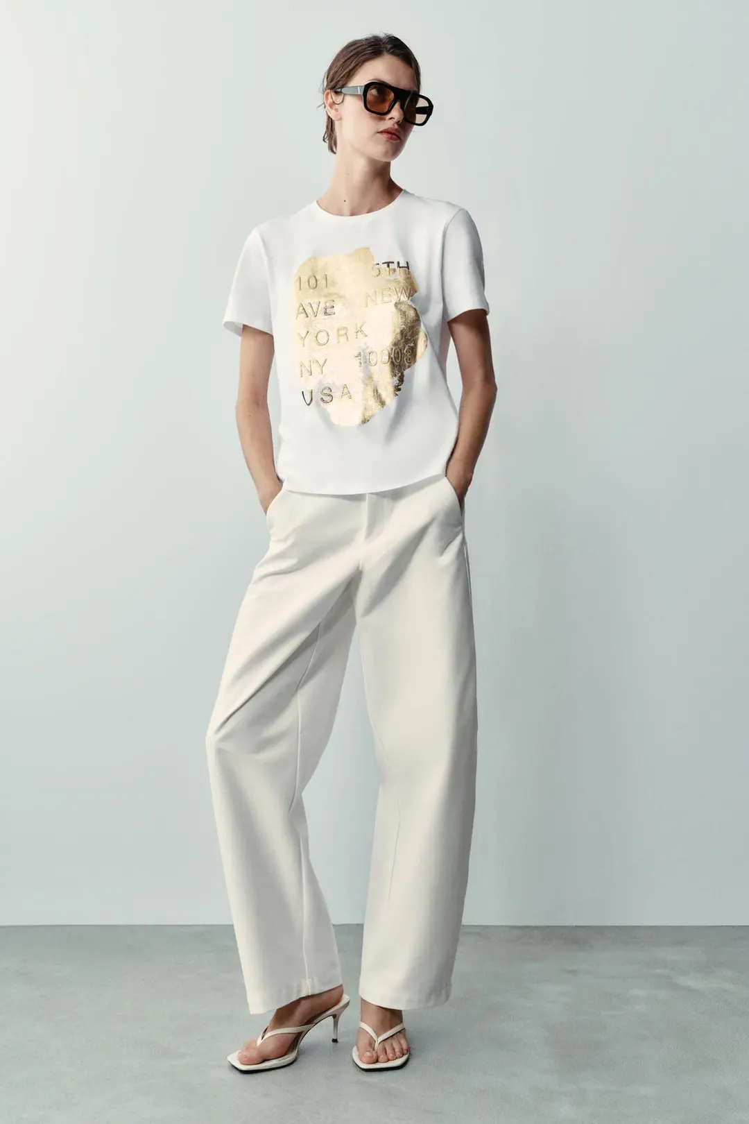 Футболка с короткими рукавами и эффектом металлик, Zara