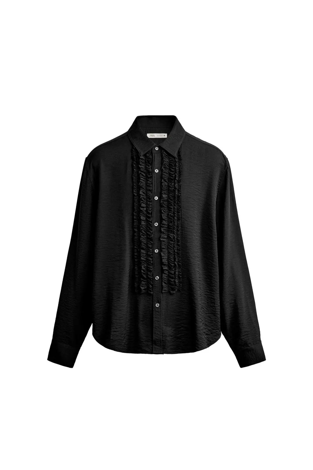 Рубашка струящаяся с жабо и оборками, Zara
