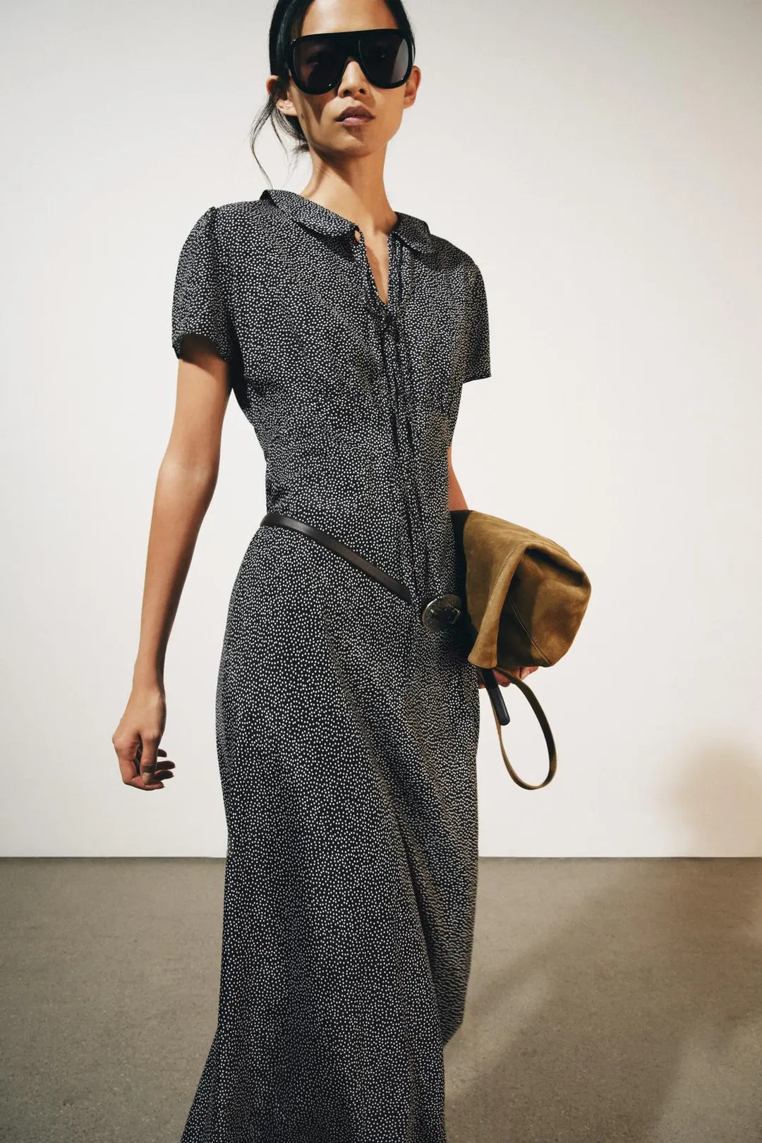 Платье миди в горошек ZW Collection, Zara