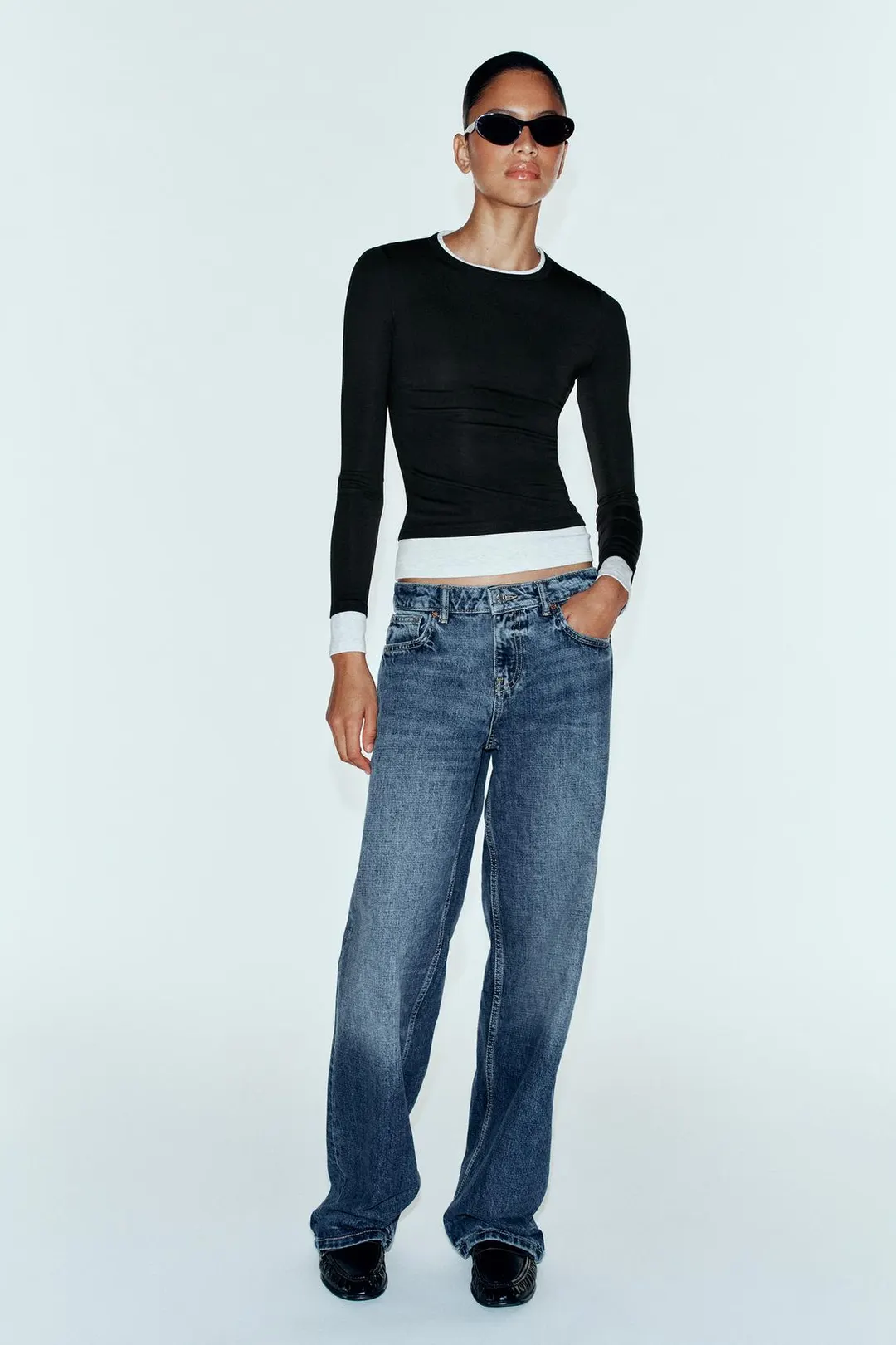 Футболка с двойными длинными рукавами, Zara