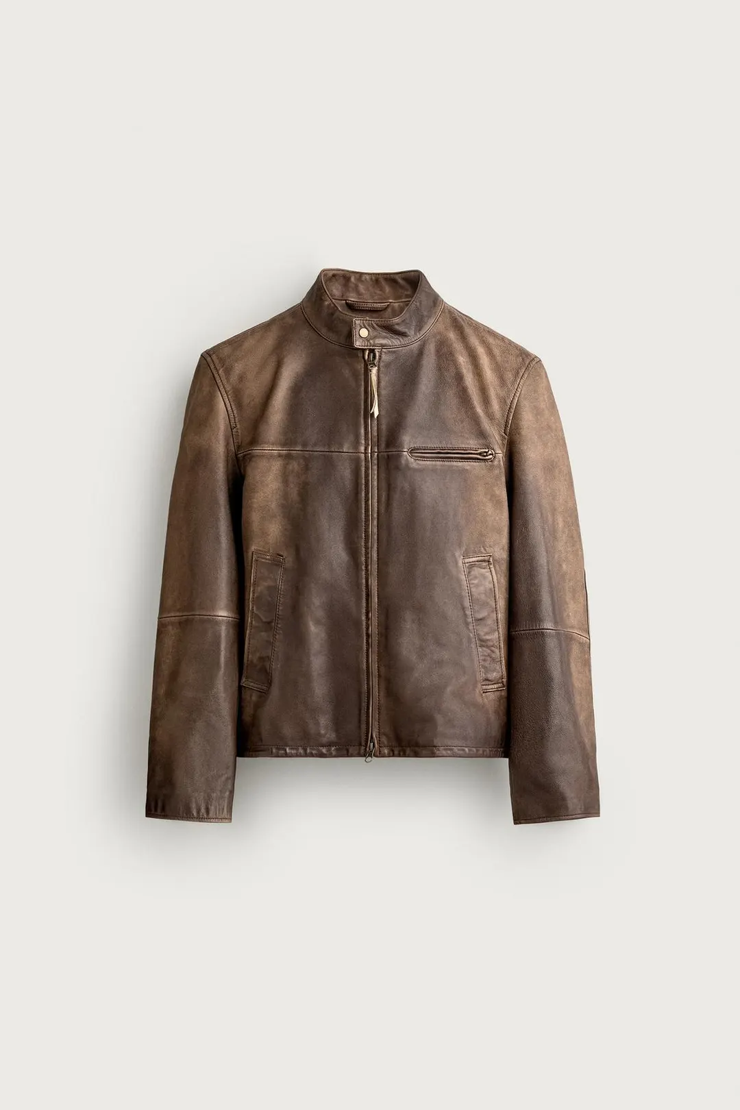 Косуха кожаная с эффектом потертости, Zara