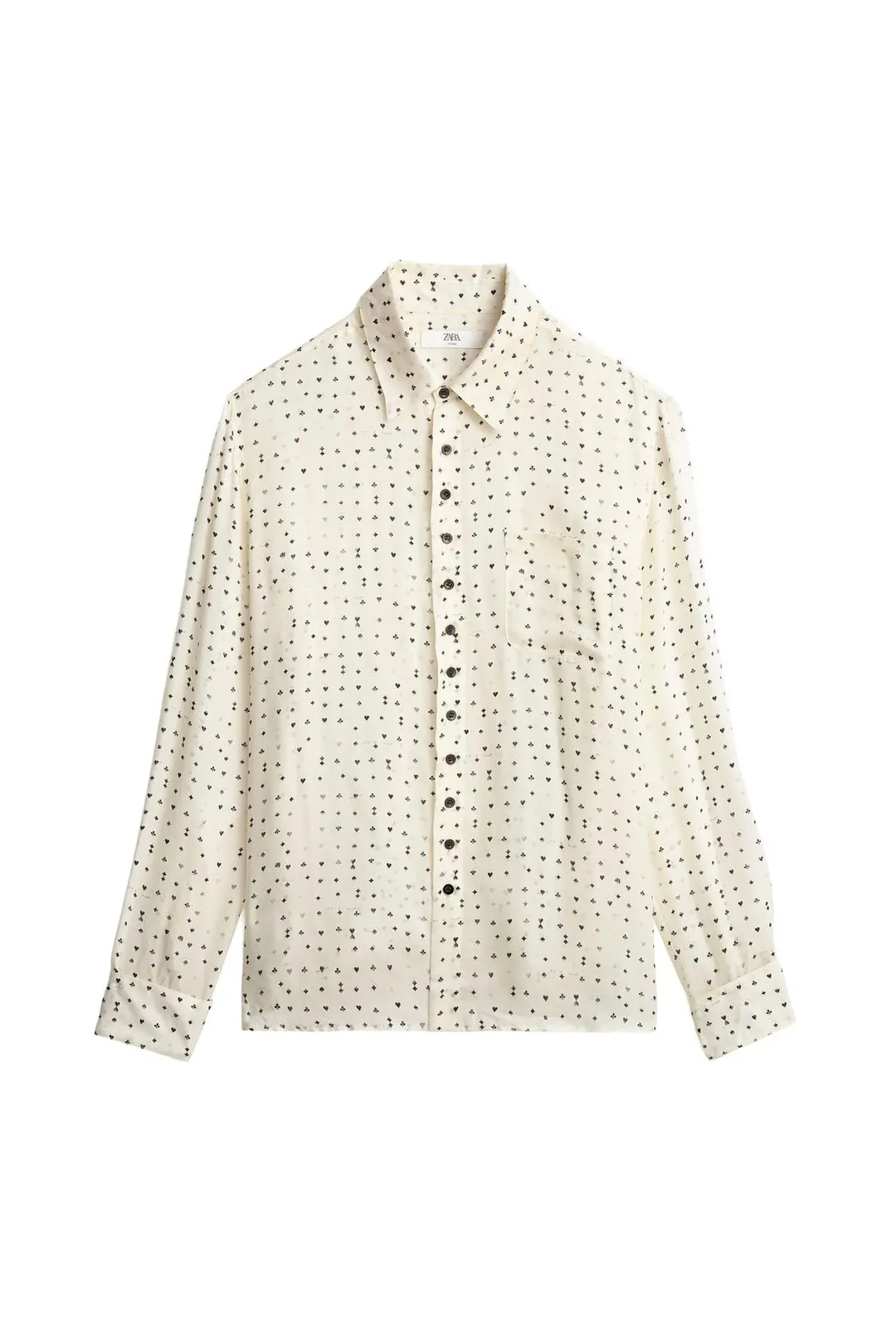 Рубашка из 100% купро с принтом игральных карт, Zara