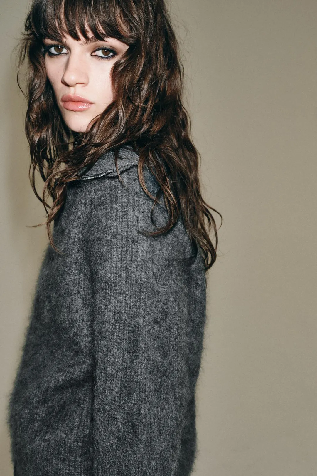 Кардиган на молнии из 100% шерсти, Zara
