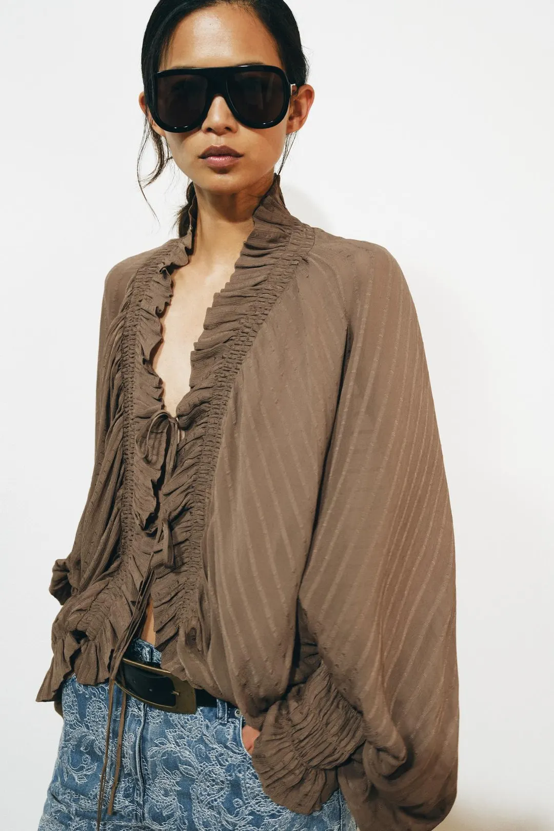 Блузка со сборками ZW Collection, Zara