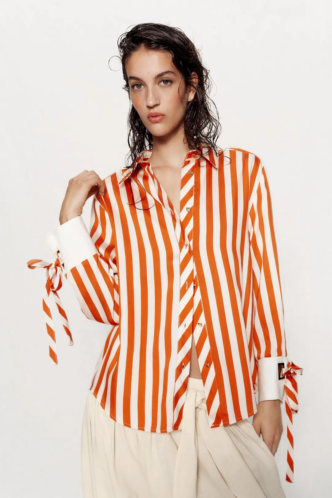Рубашка в полоску с бантами, Zara