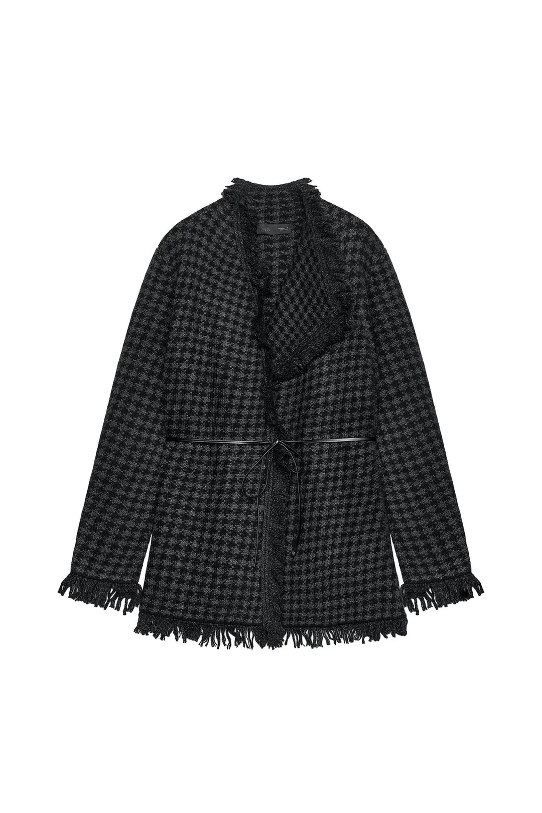 Кардиган в гусиную лапку с поясом, Zara