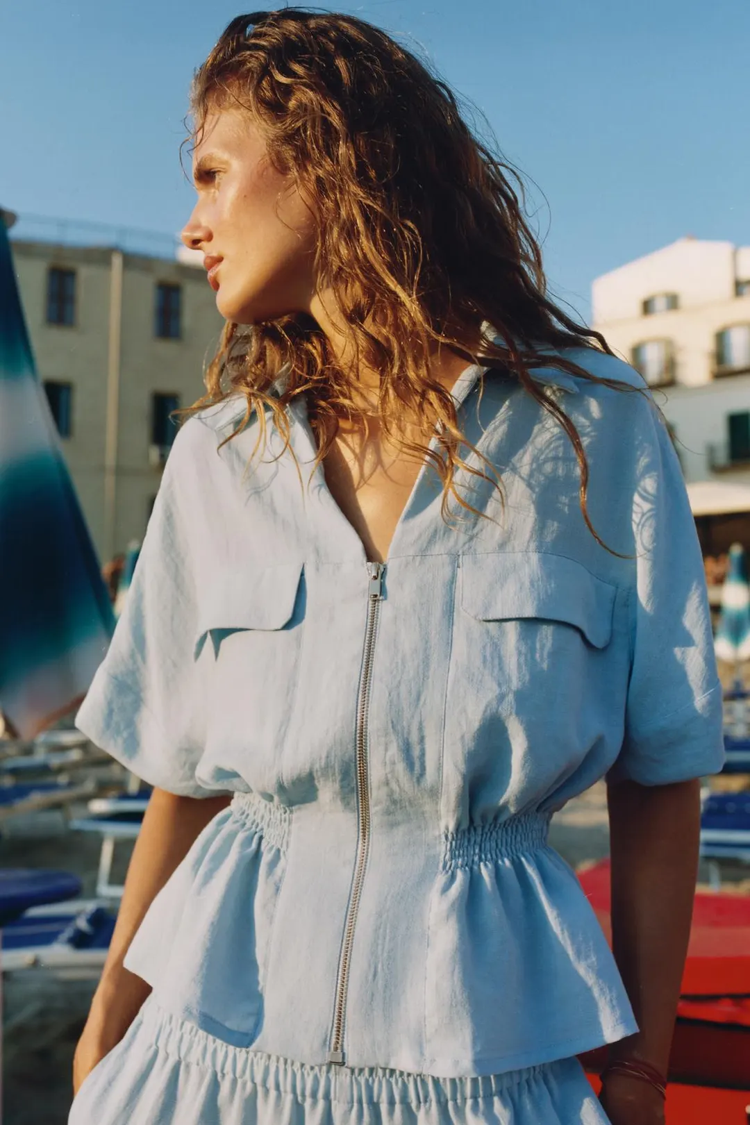 Рубашка в стиле сафари на молнии, Zara