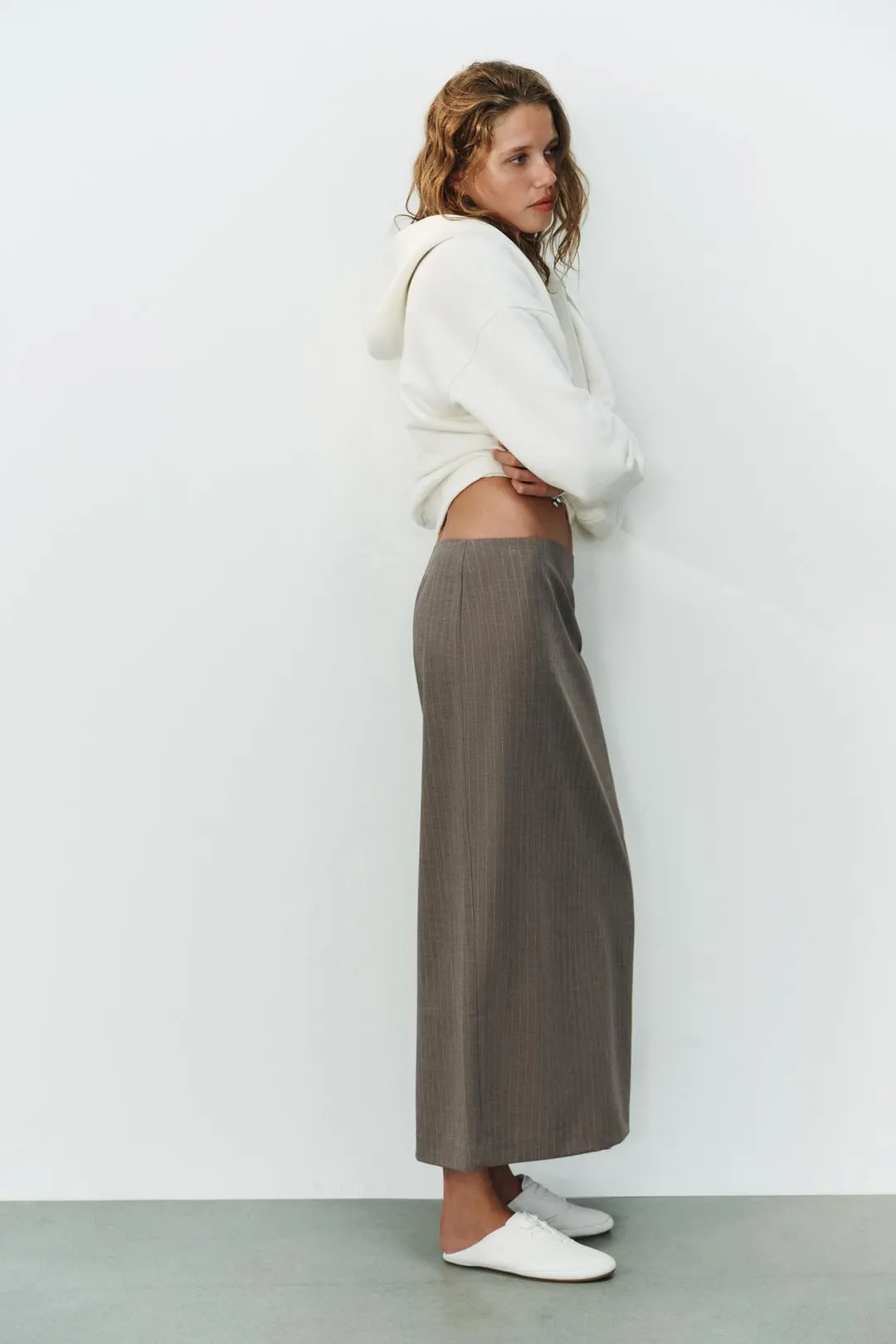 Юбка миди в тонкую полоску, Zara