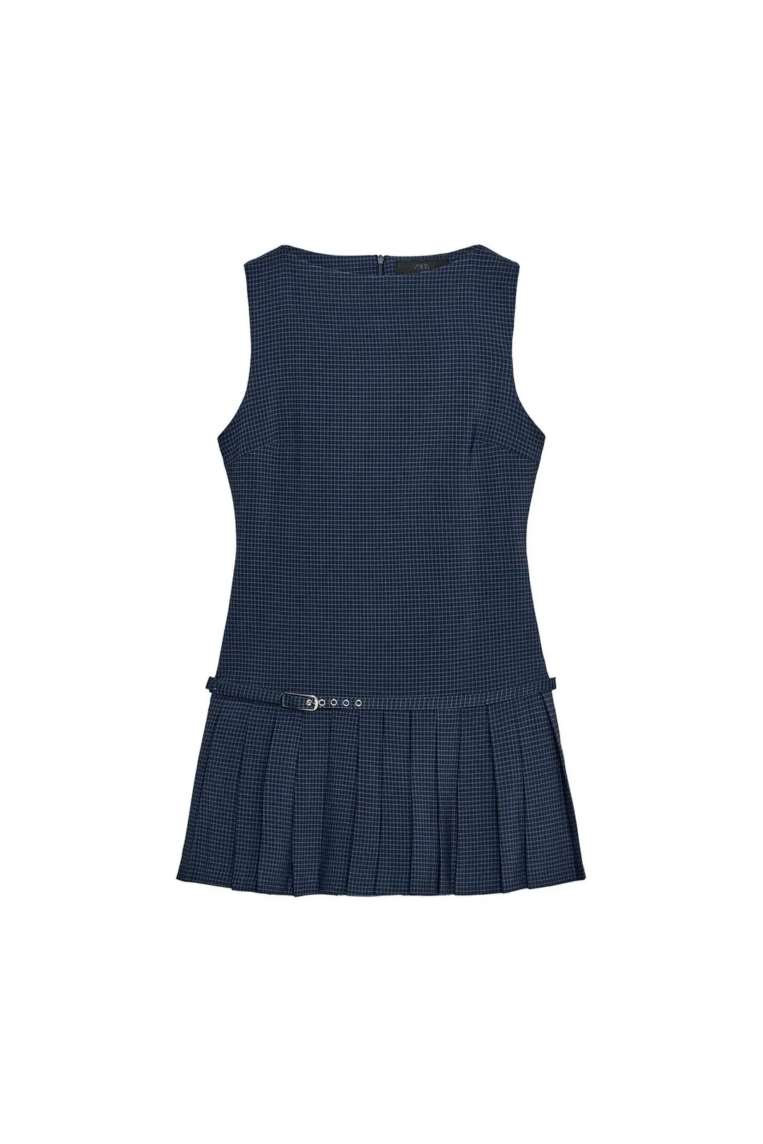 Короткое плиссированное платье в клетку, Zara