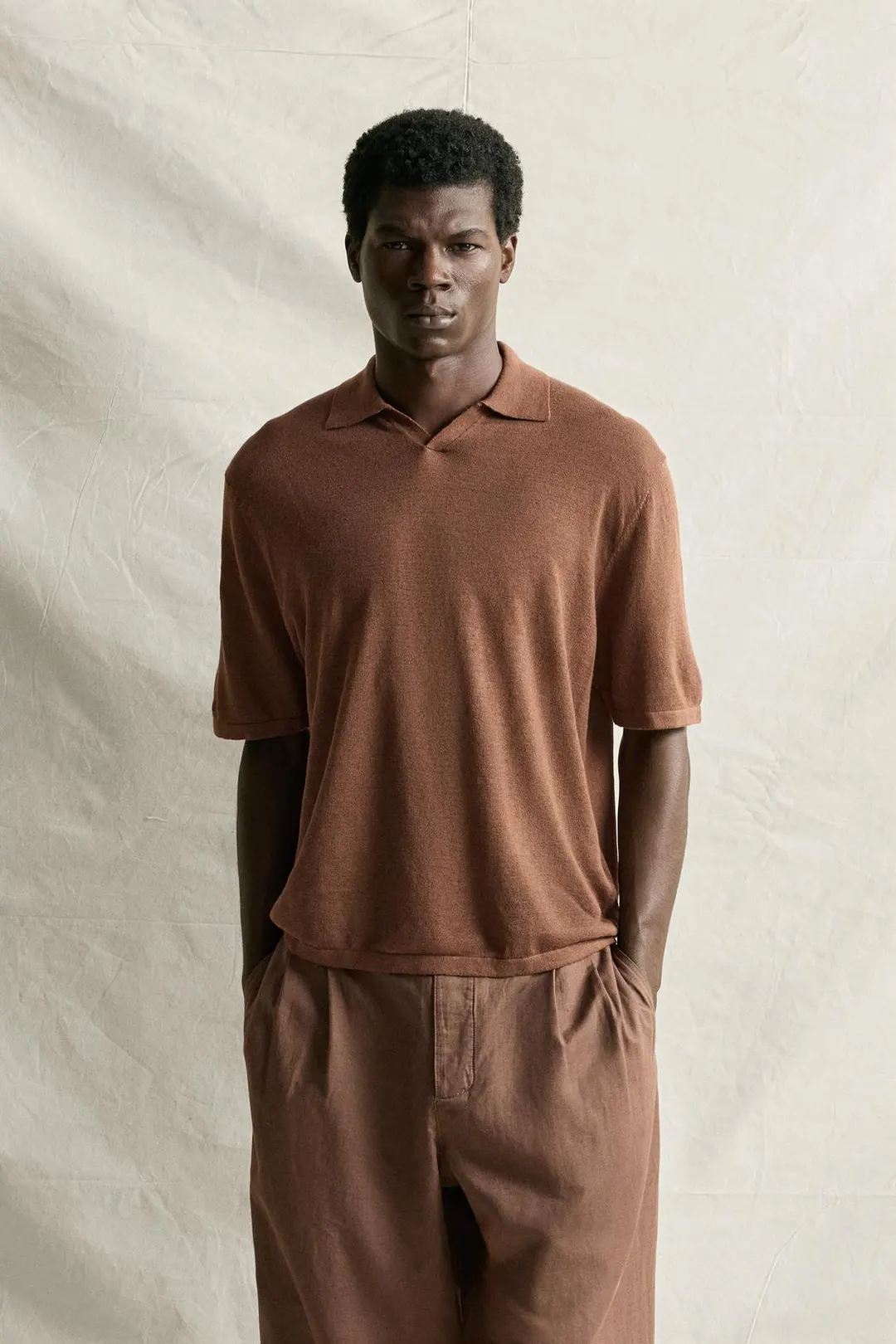 Вязаное поло из конопли и хлопка, Zara