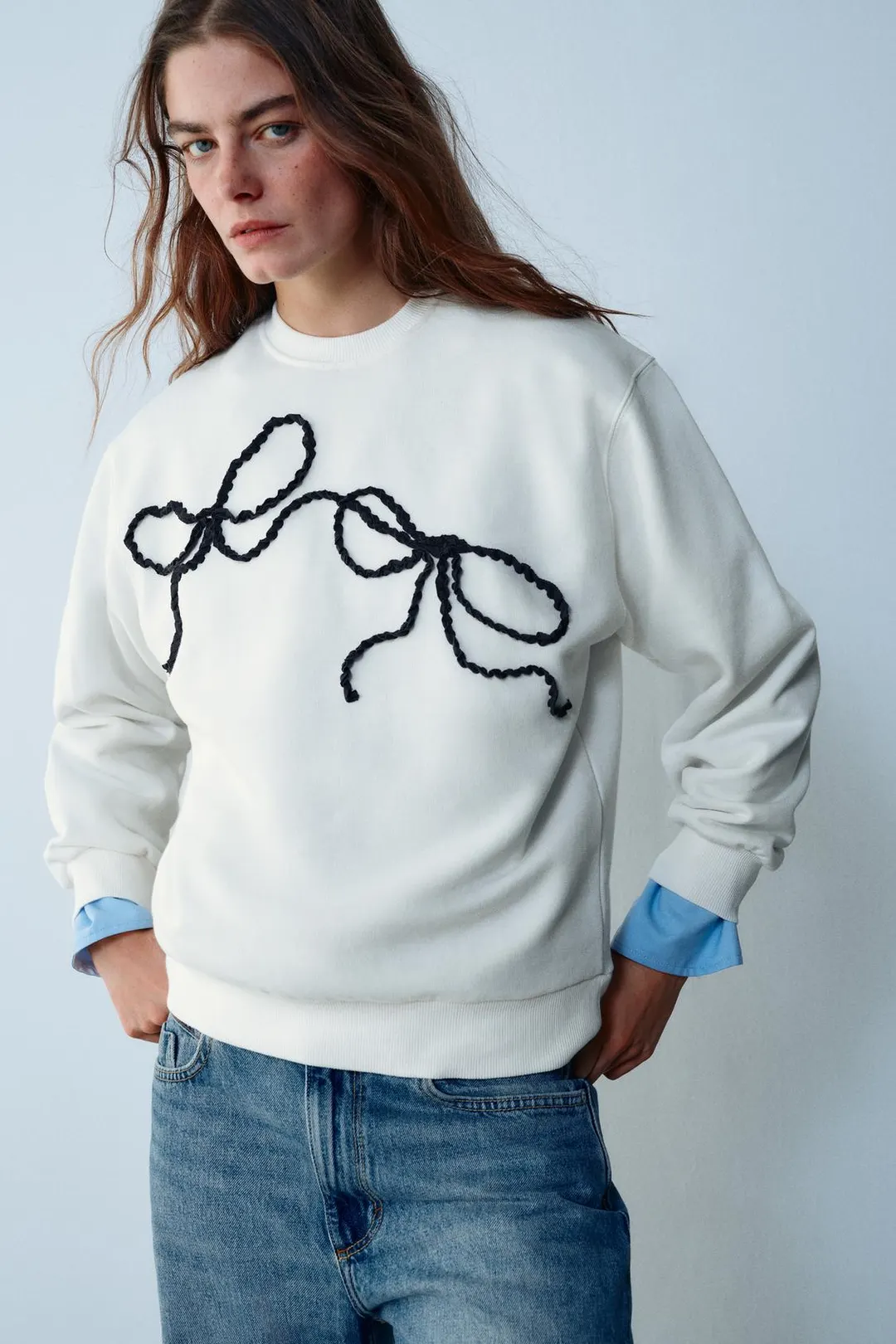 Толстовка с вышитым бантом, Zara