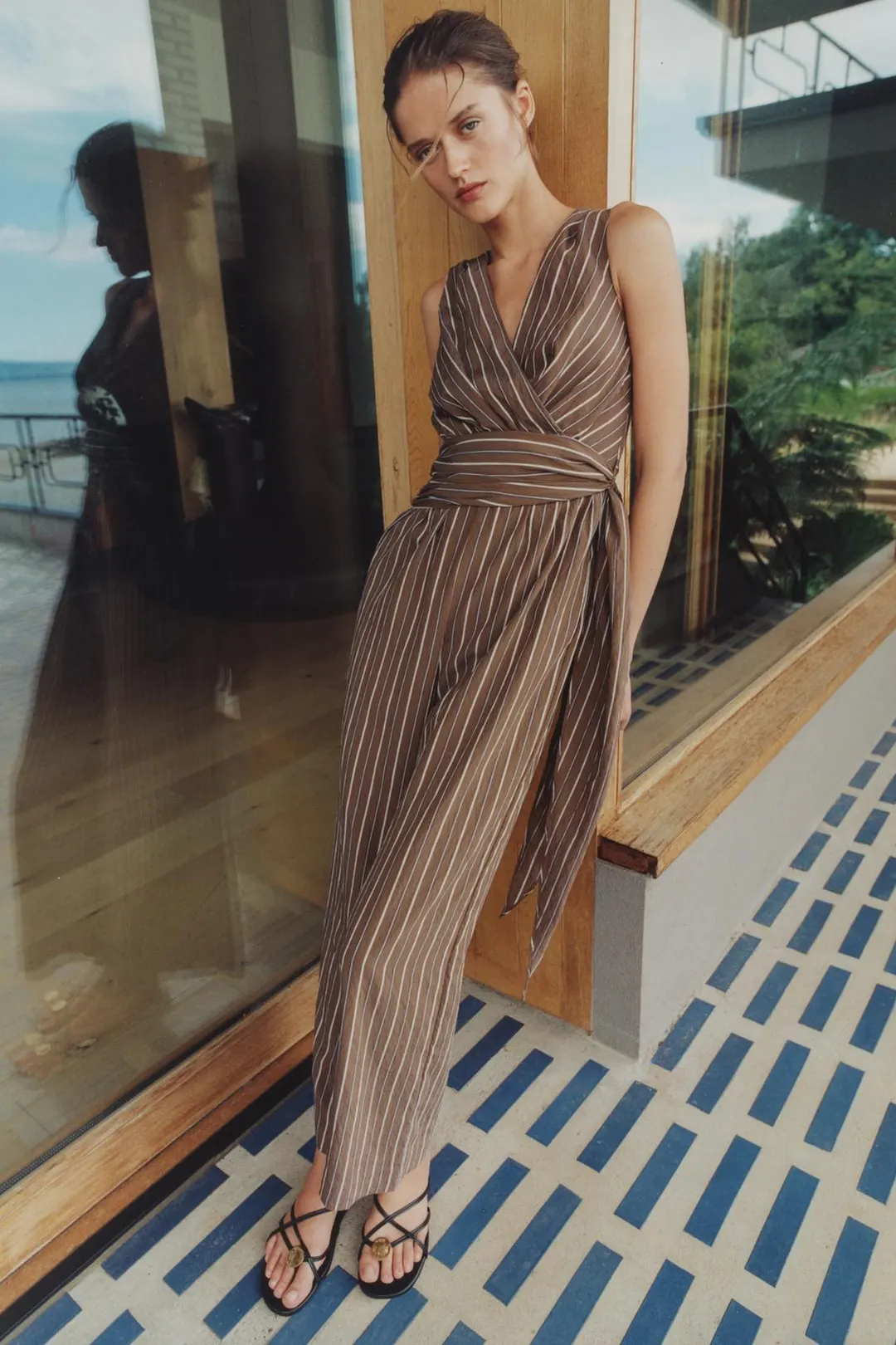 Комбинезон в полоску с поясом, Zara