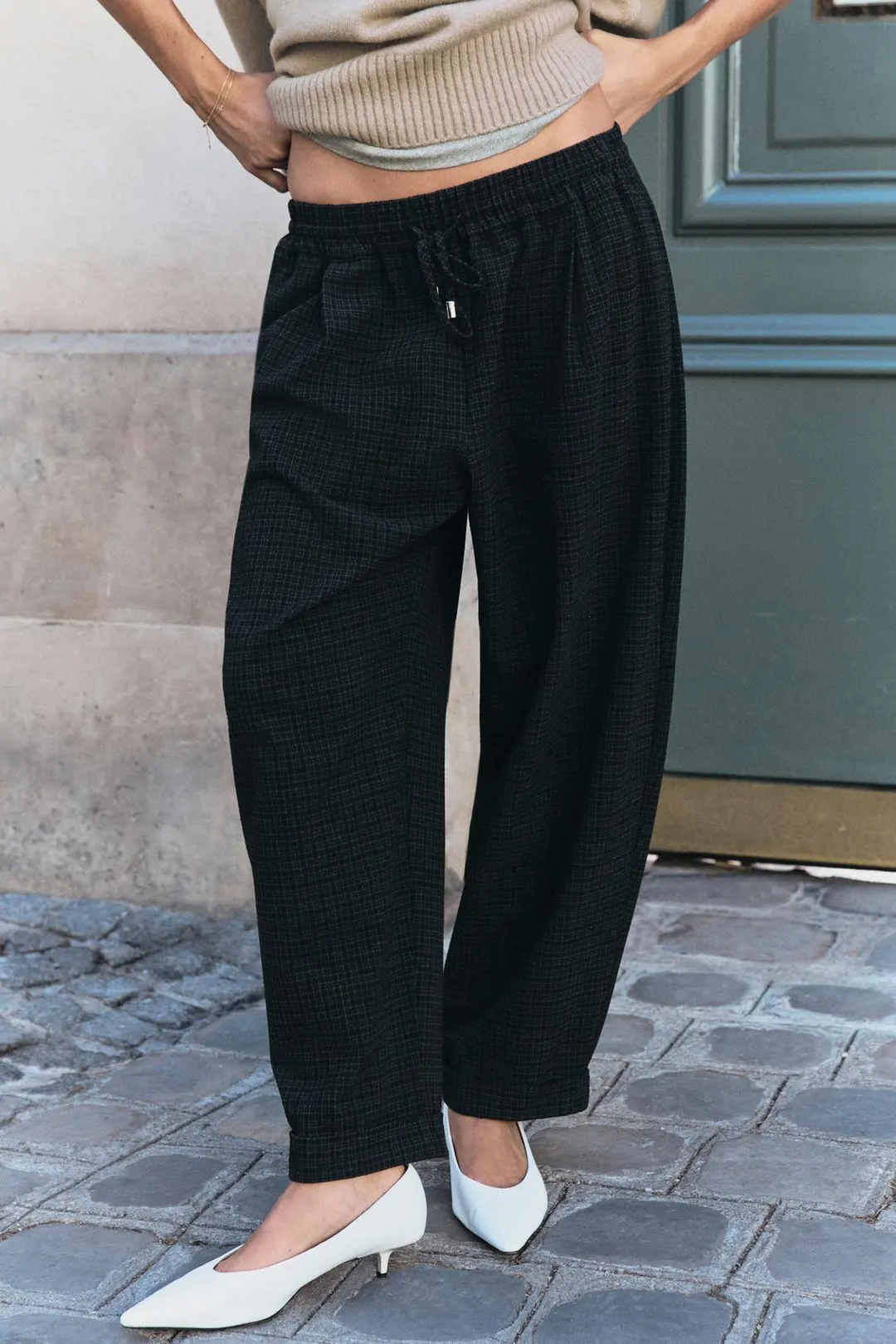 Брюки в клетку с отворотами, Zara