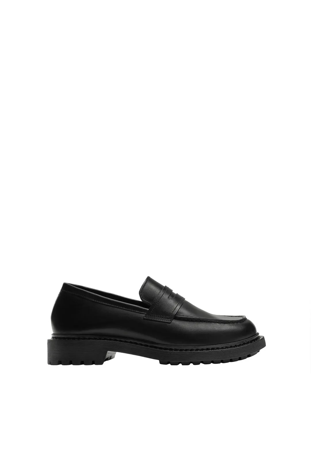 Лоферы пенни из кожи на тракторной подошве, Zara
