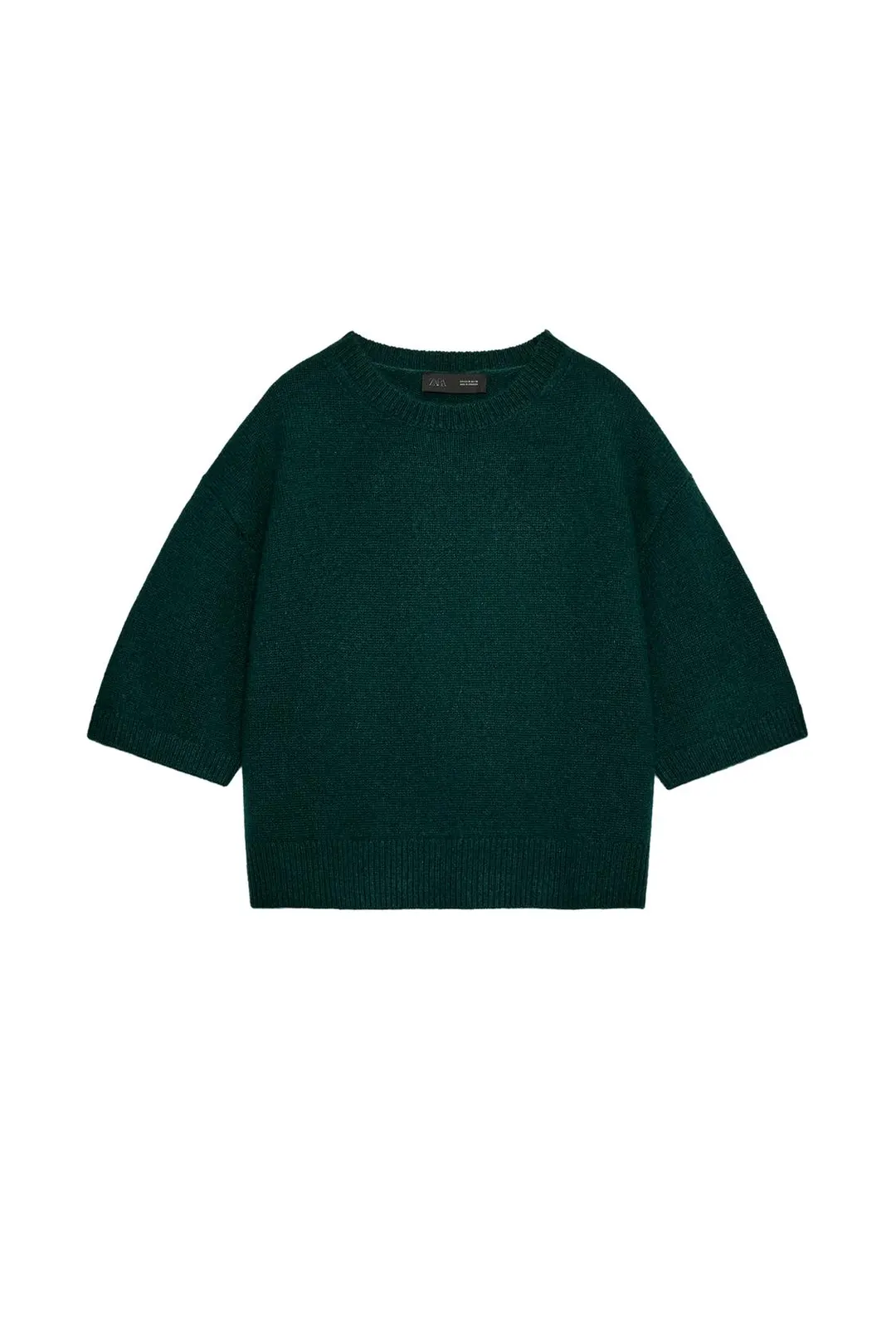Свитер объемного кроя с короткими рукавами из 100% шерсти, Zara