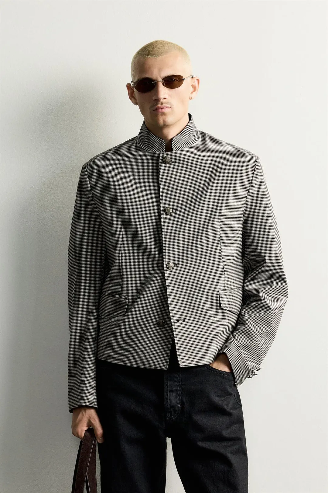 Укороченный блейзер в клетку, Zara