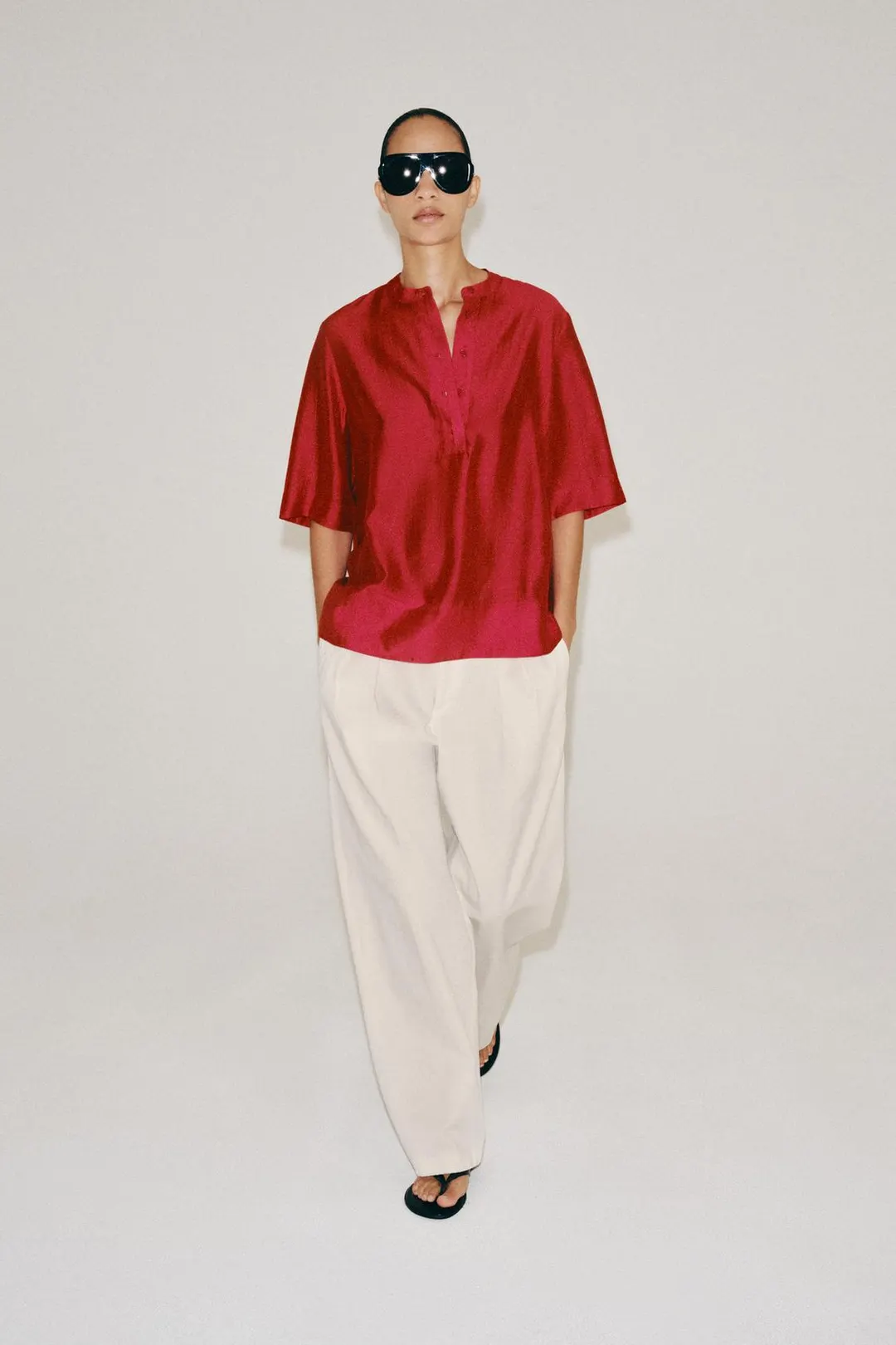 Струящаяся блузка ZW Collection с короткими рукавами, Zara