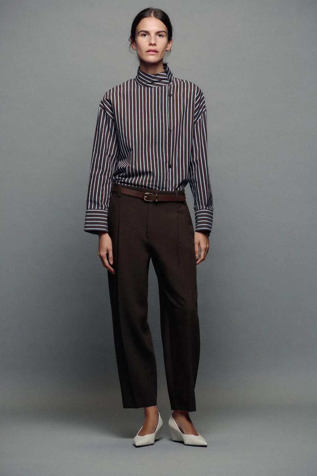 Укороченные брюки с поясом, Zara