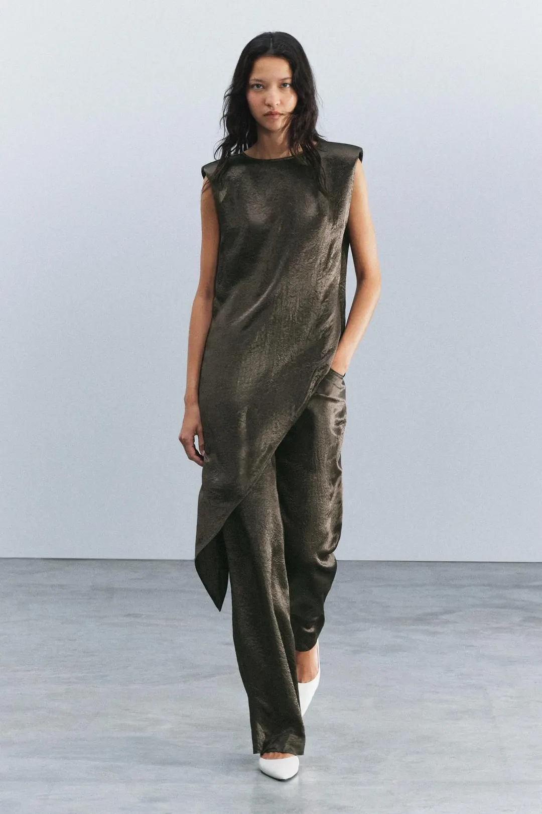 Брюки атласные ZW Collection, Zara