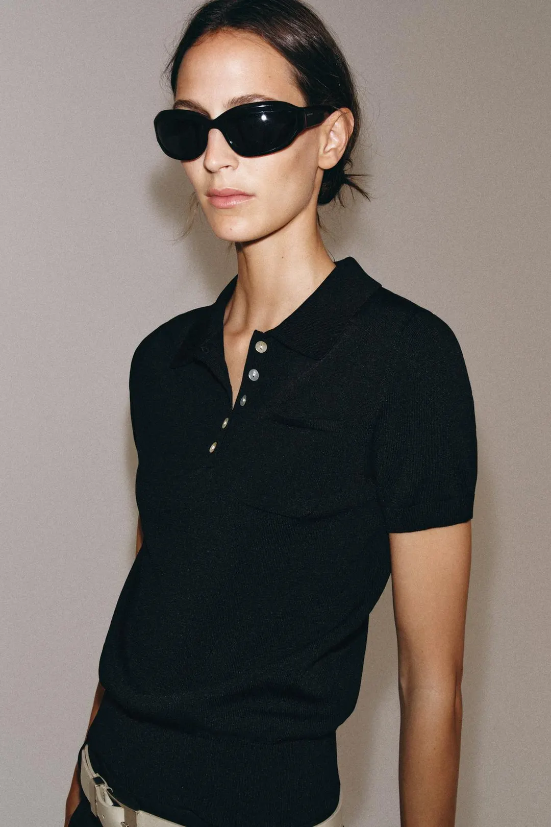 Вязаное поло с короткими рукавами, Zara