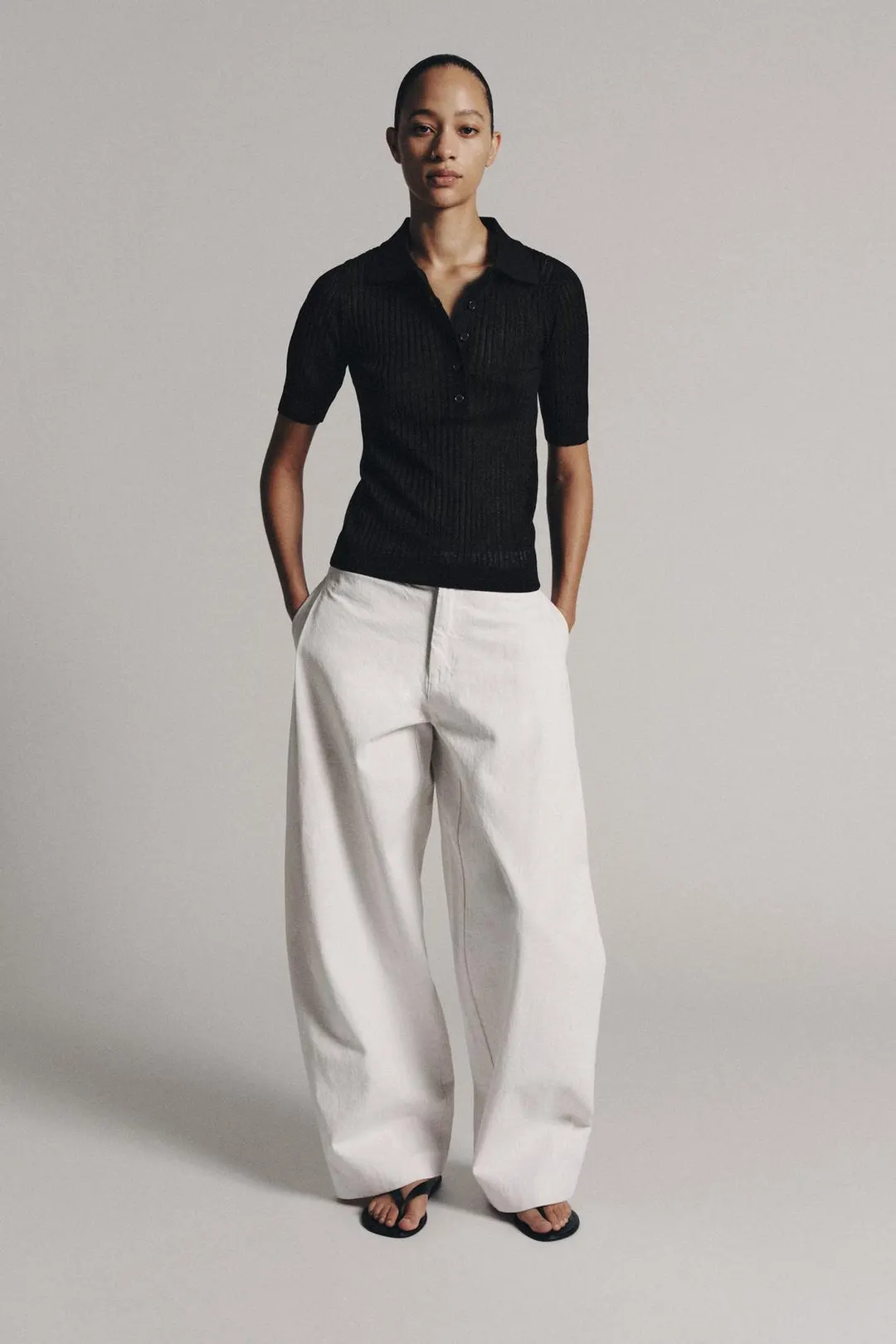 Полупрозрачное трикотажное поло, Zara