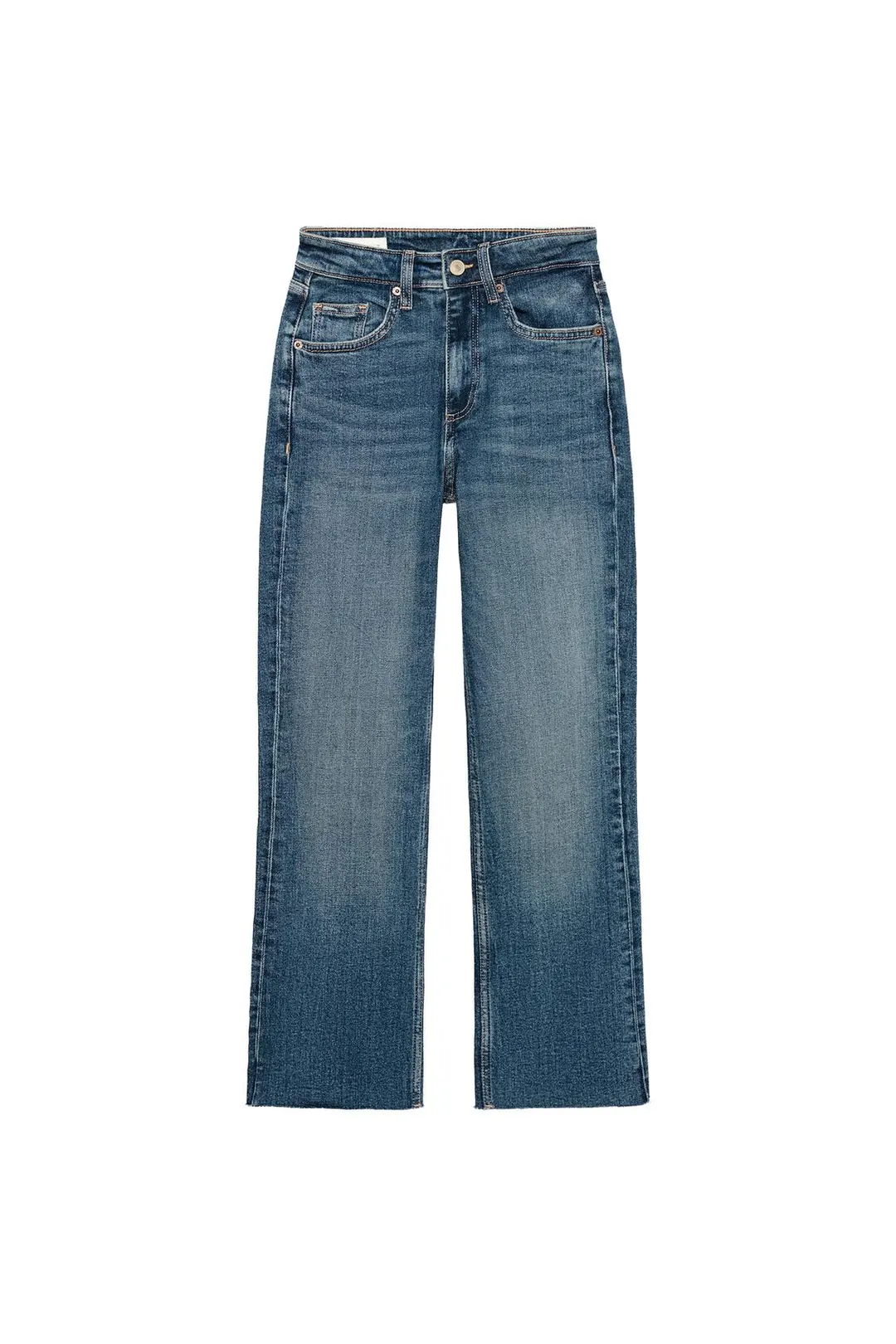 Укороченные расклешенные джинсы с высокой посадкой TRF, Zara