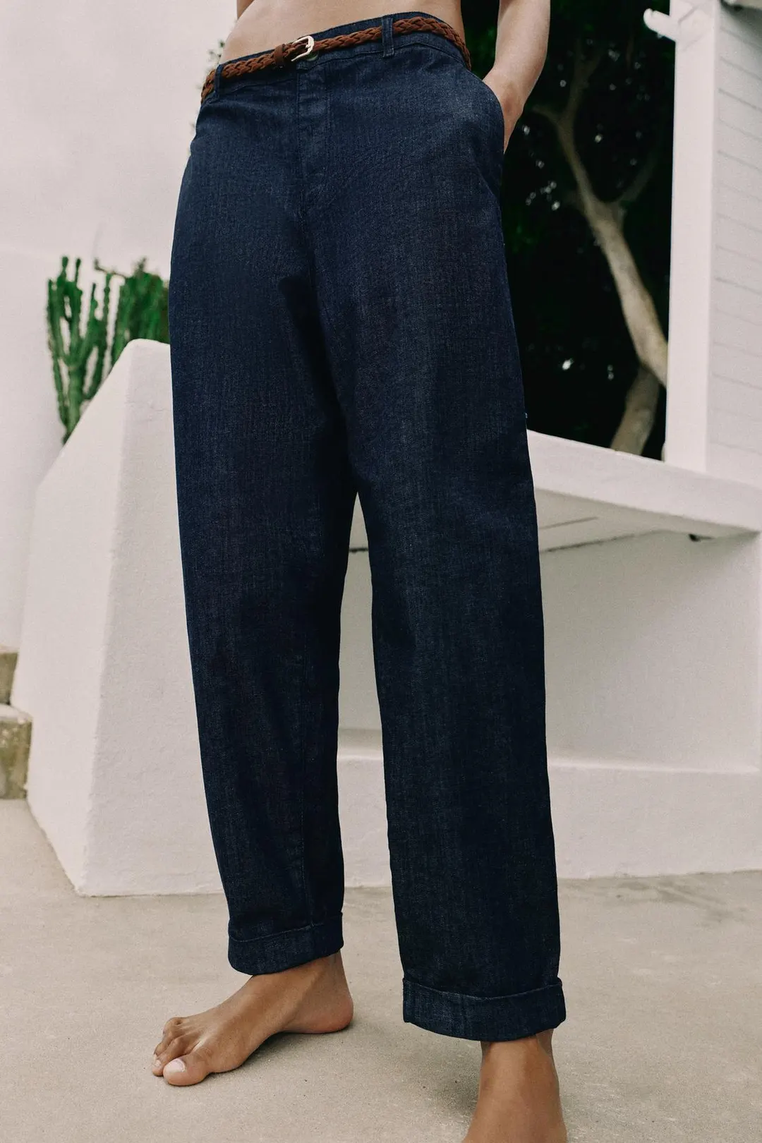 Брюки чинос с плетеным ремнем, Zara