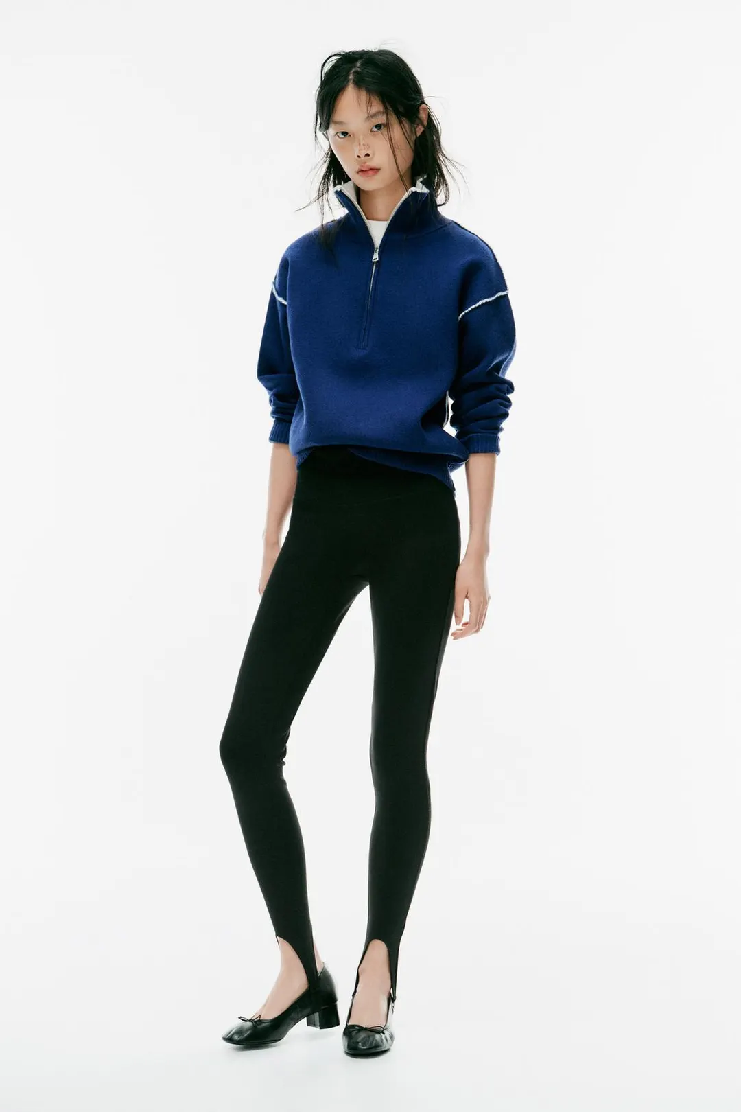Комбинированный вязаный джемпер оверсайз, Zara
