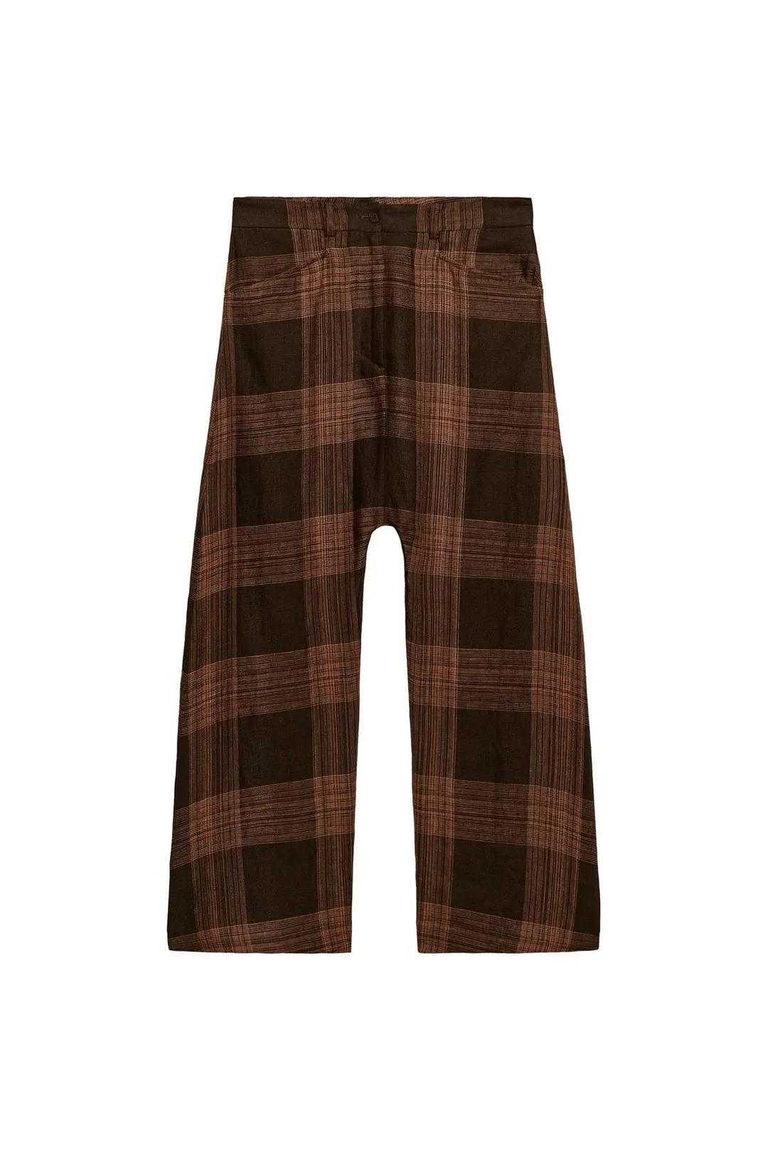 Брюки ZW Collection льняные в клетку, Zara