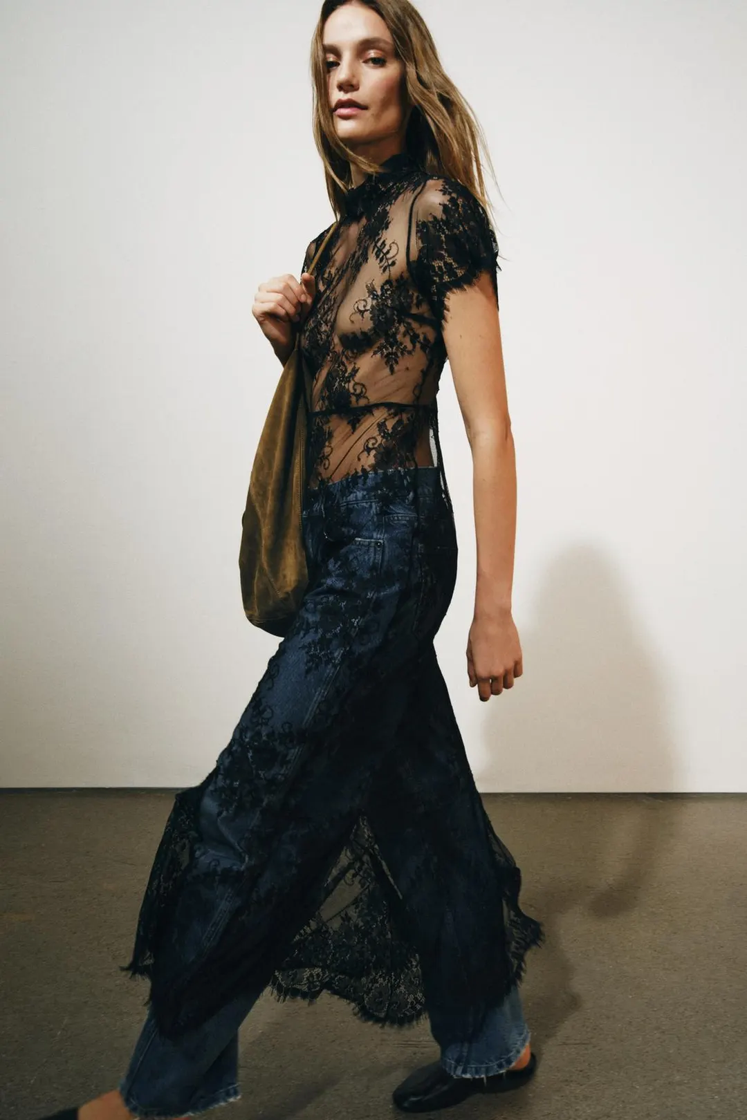 Платье длинное кружевное ZW Collection, Zara