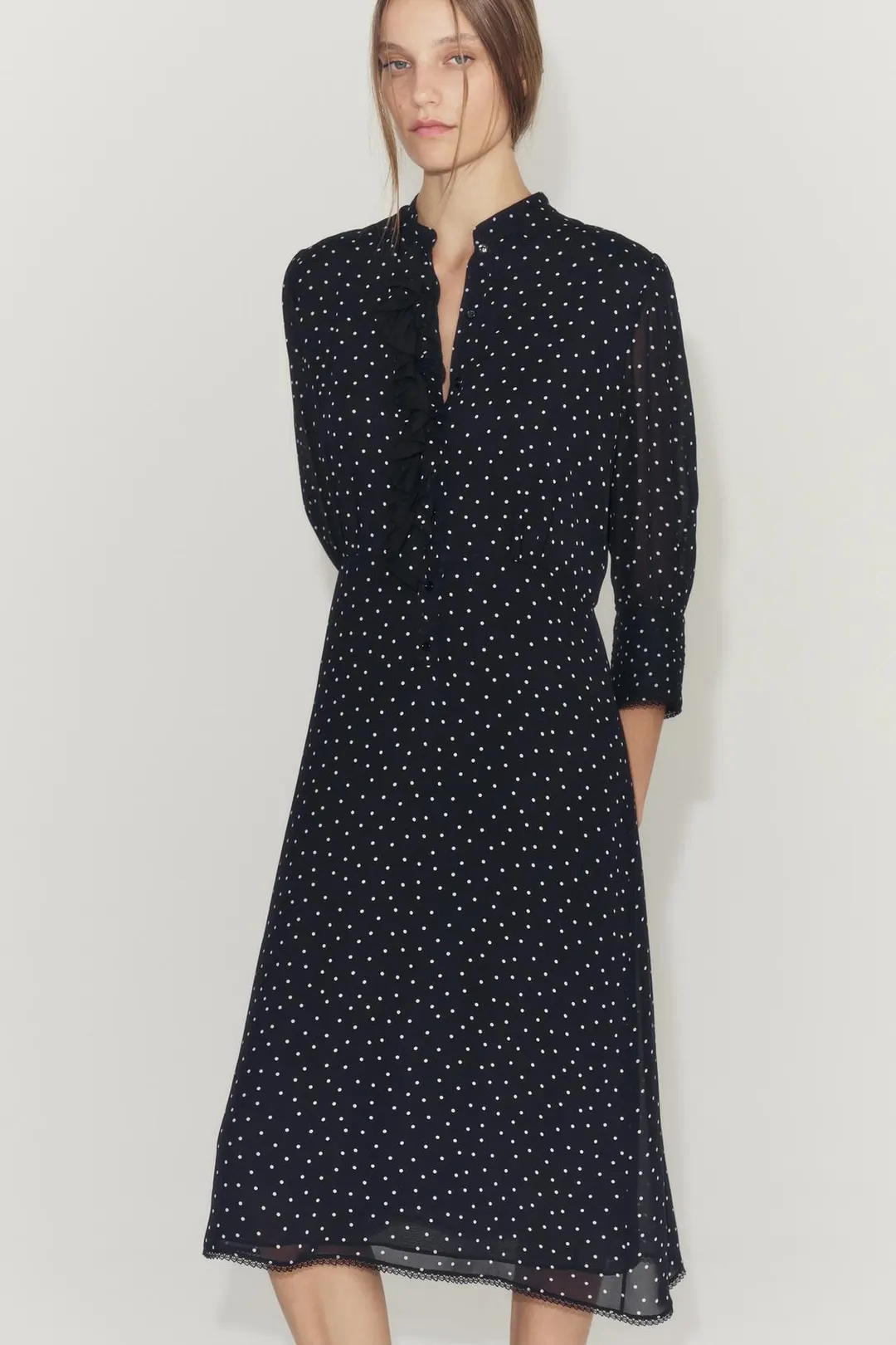 Платье в горошек с оборками ZW Collection, Zara