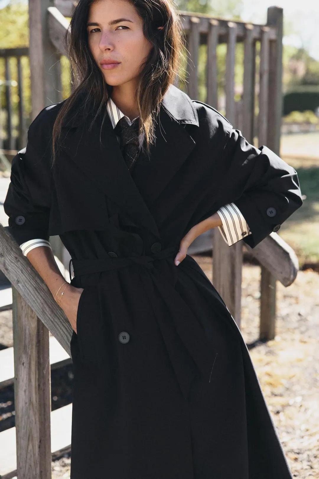 Водоотталкивающий тренч-ветровка с поясом, Zara