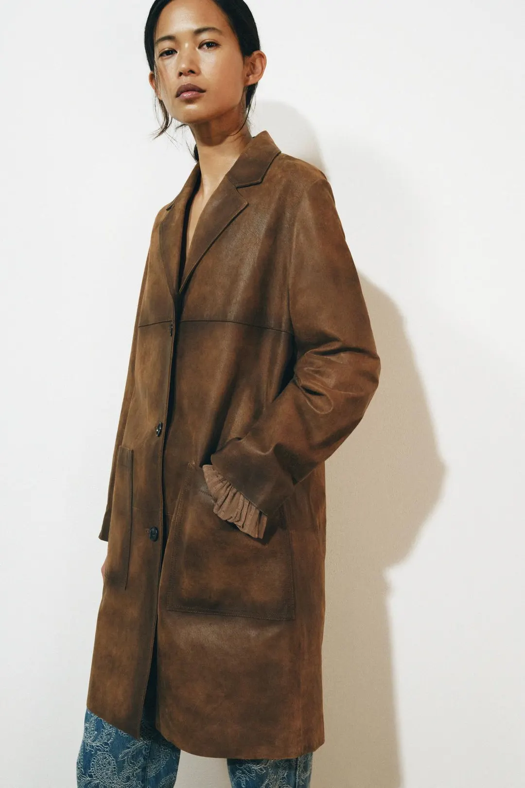 Пальто из 100% кожи ZW Collection Limited Edition, Zara