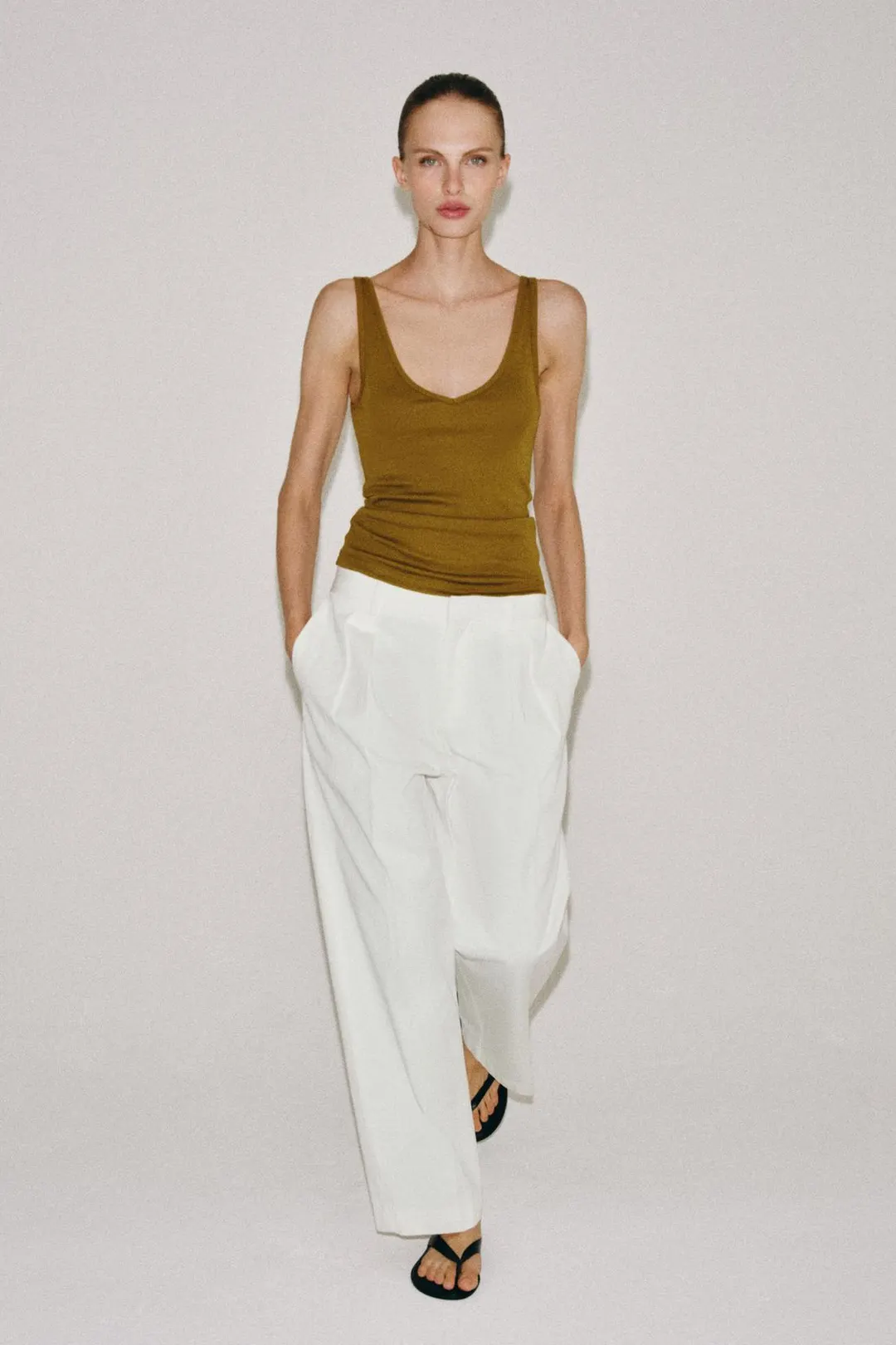 Топ на бретелях из хлопка, Zara