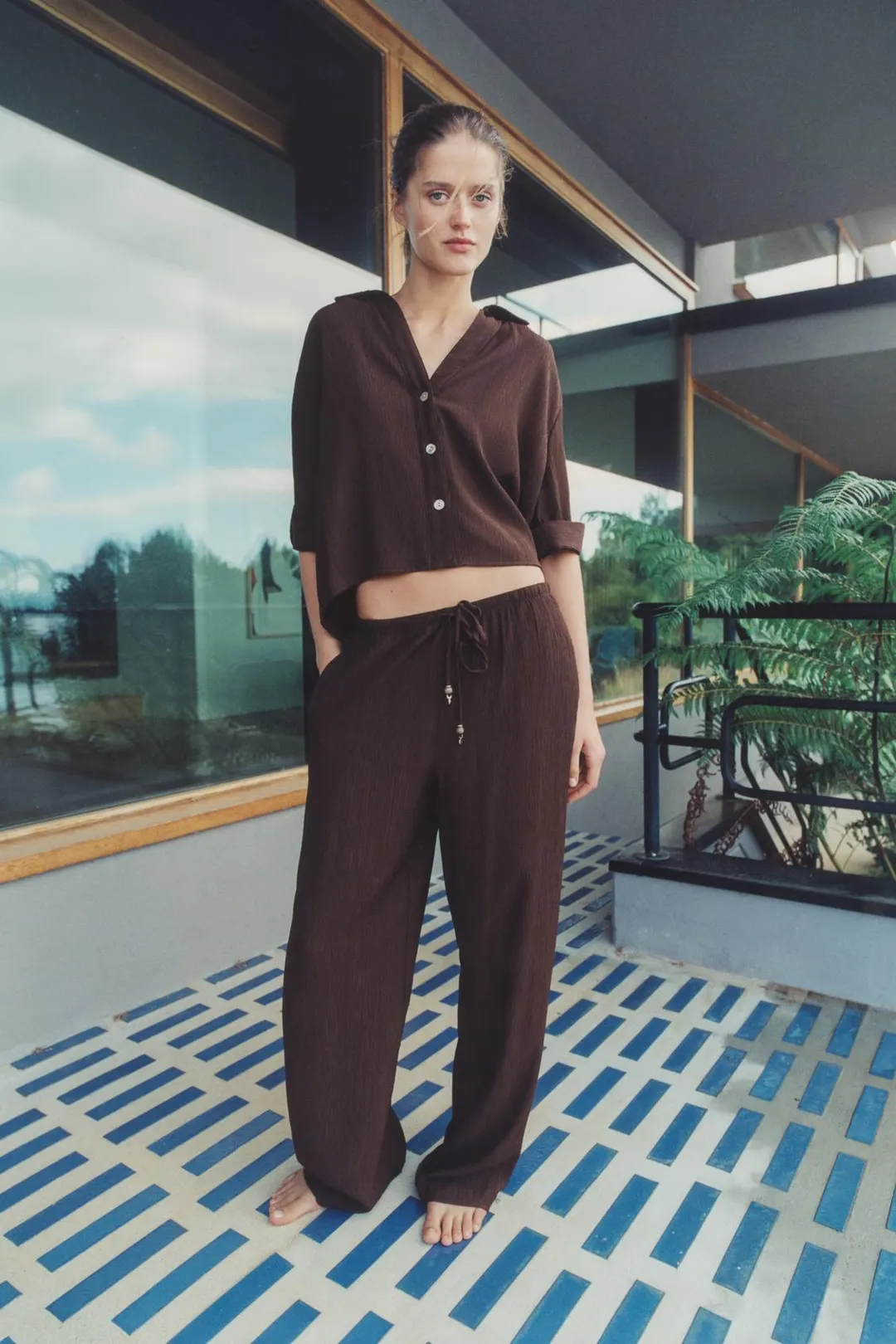 Струящаяся рубашка с короткими рукавами, Zara