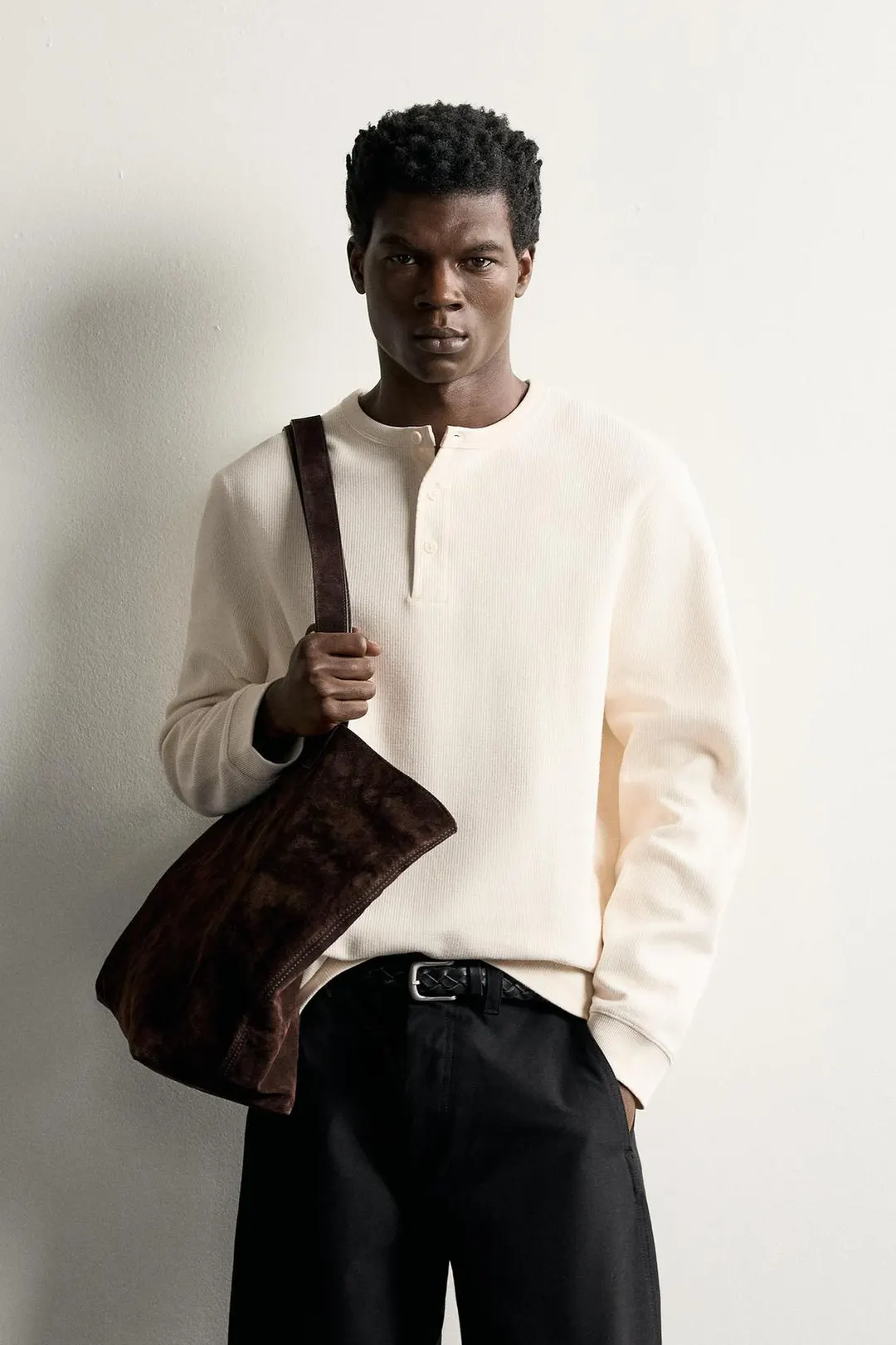 Футболка хенли плотной структуры, Zara