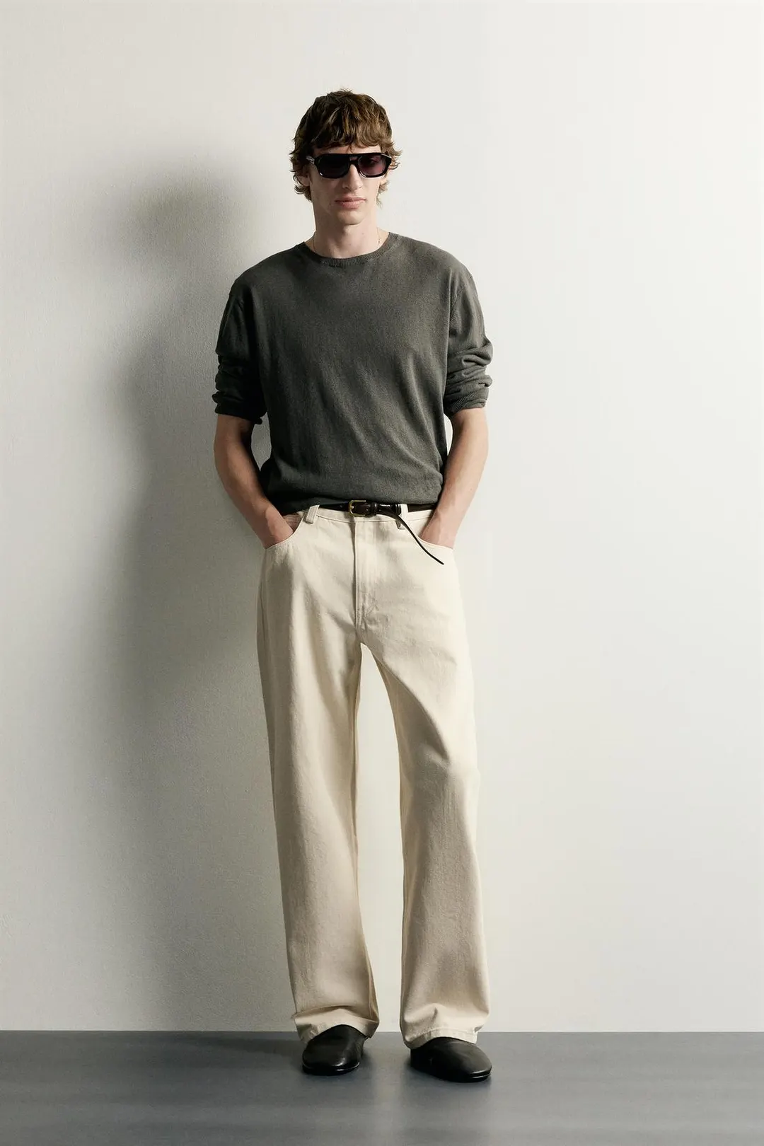 Брюки широкого кроя со швами, Zara