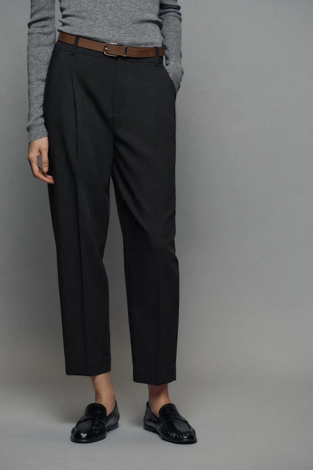 Укороченные брюки с поясом, Zara