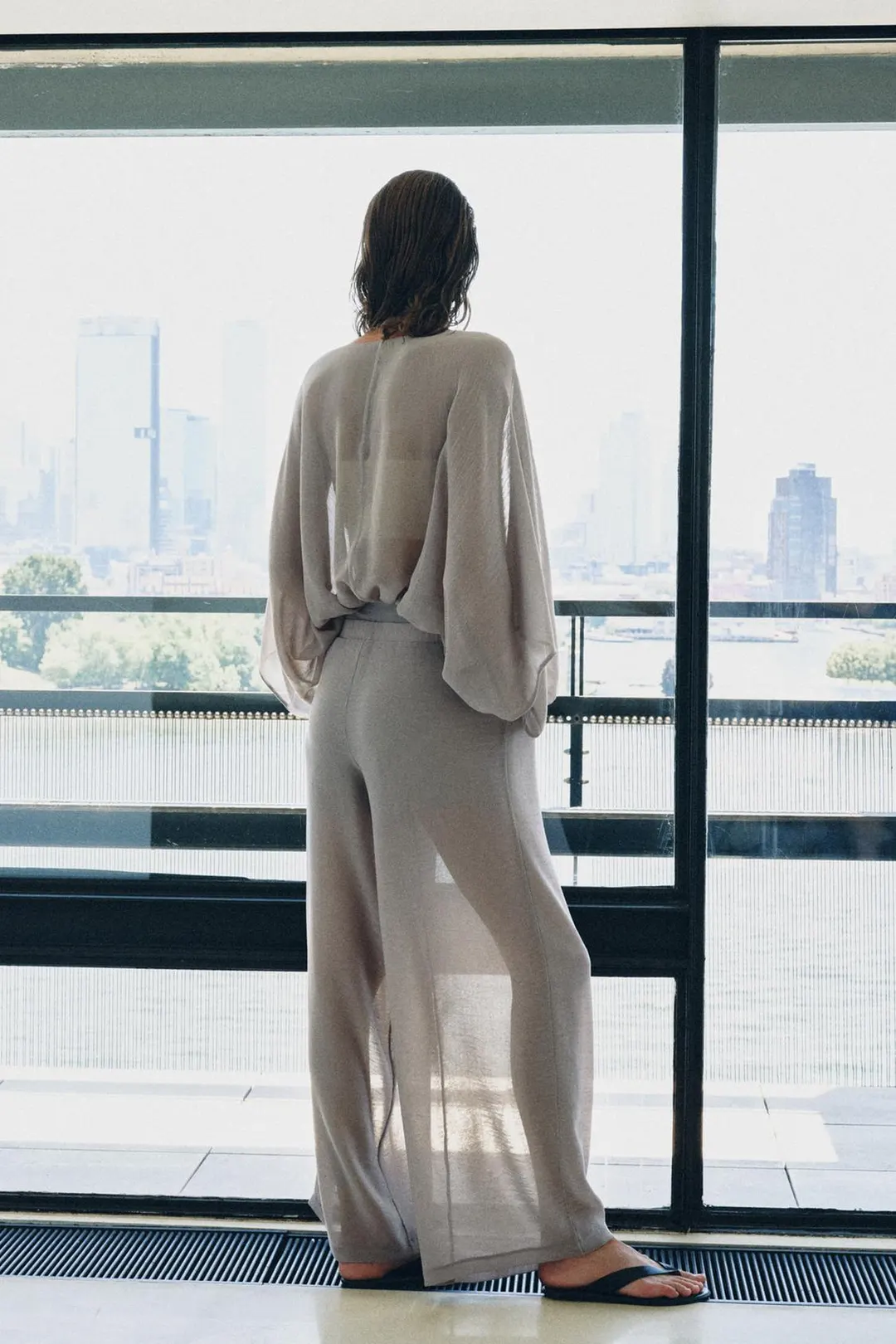 Брюки палаццо полупрозрачные, Zara