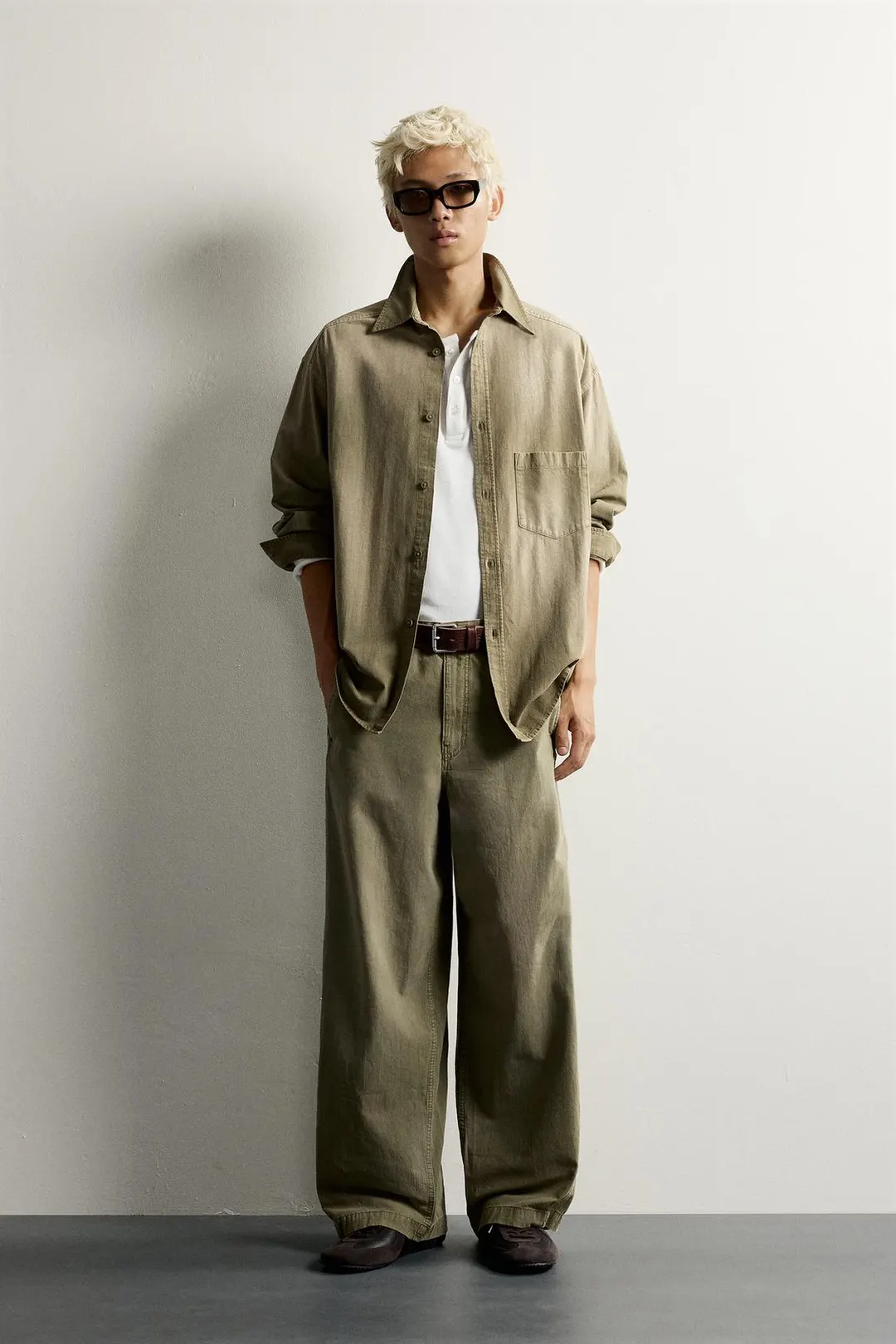 Рубашка-куртка свободного кроя с эффектом стирки, Zara