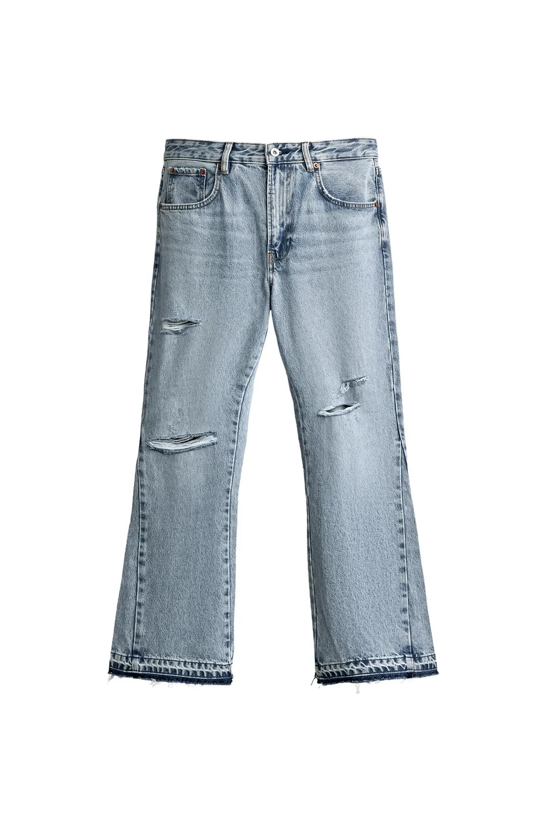 Джинсы клеш с разрывами, Zara