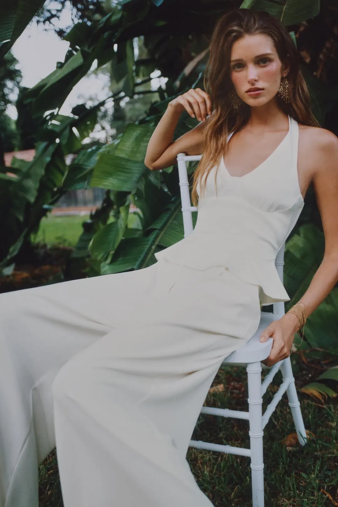 Брюки палаццо с золотистыми пуговицами, Zara