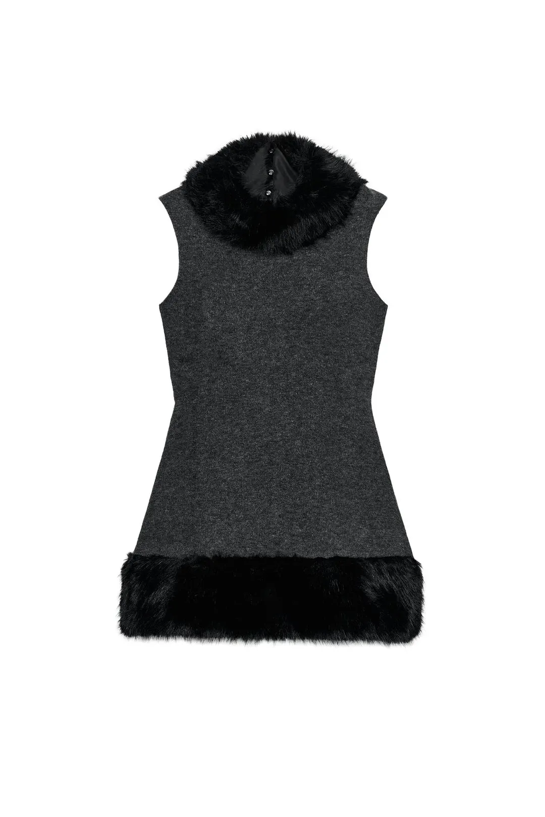 Комбинированное трикотажное платье с искусственным мехом, Zara