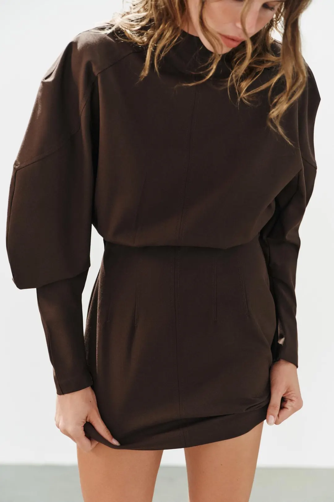 Платье мини с объемными рукавами, Zara
