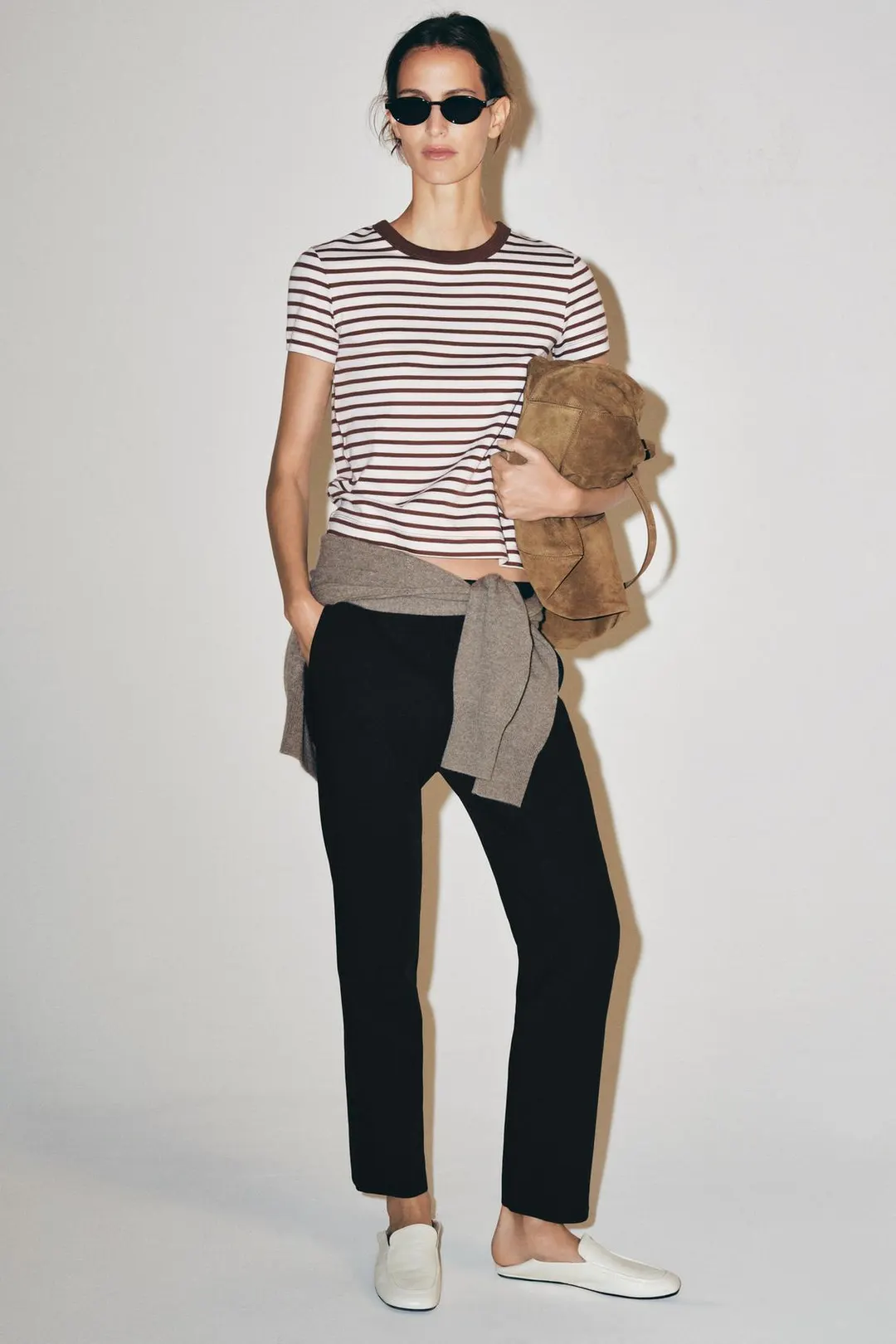Футболка из интерлока в полоску с короткими рукавами, Zara