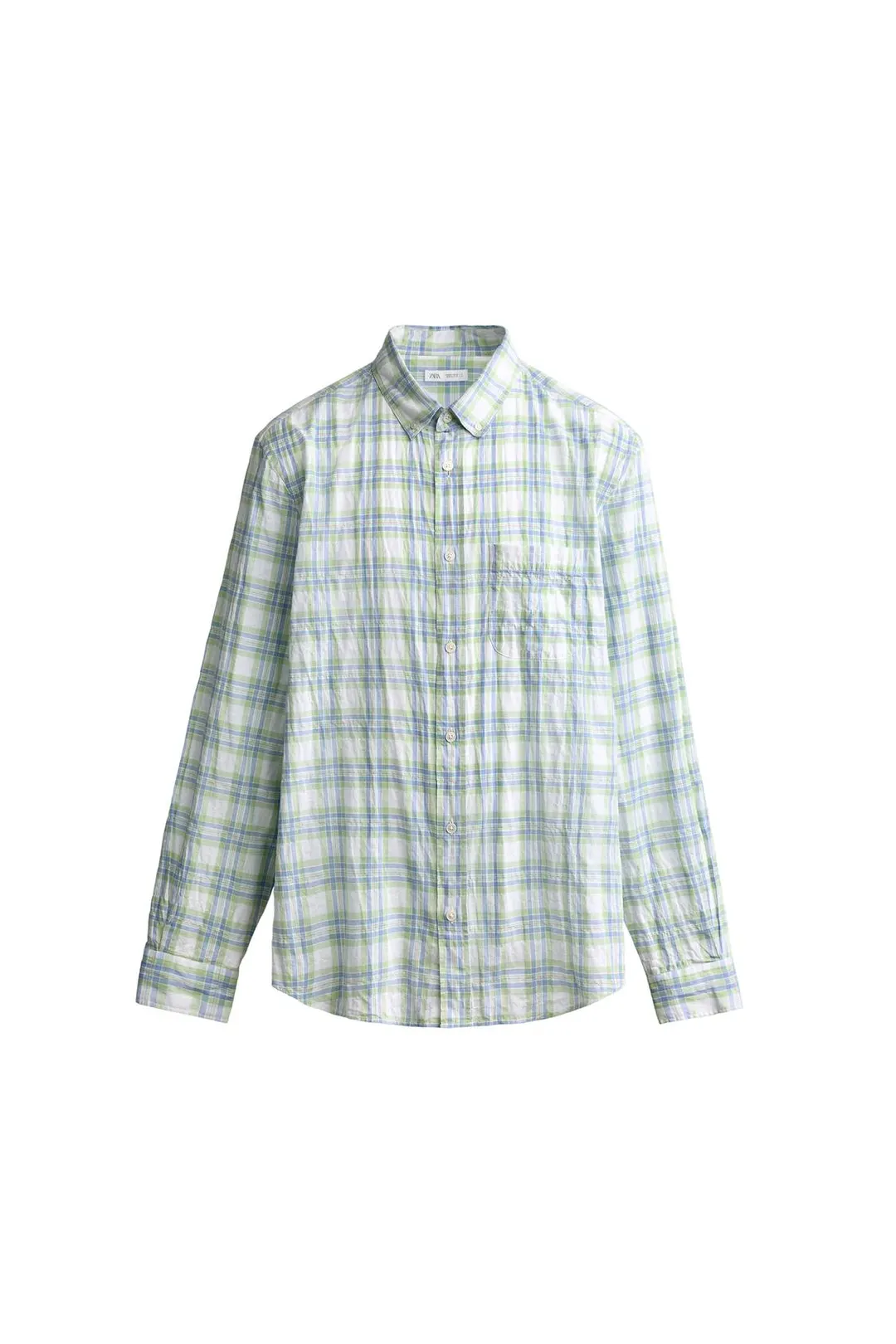 Рубашка прямого кроя в клетку с жатым эффектом, Zara