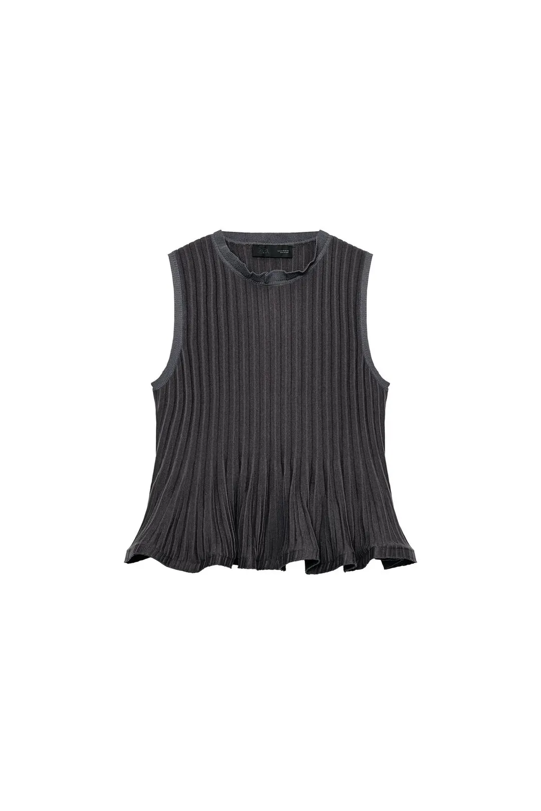 Топ в рубчик с волнистым краем, Zara